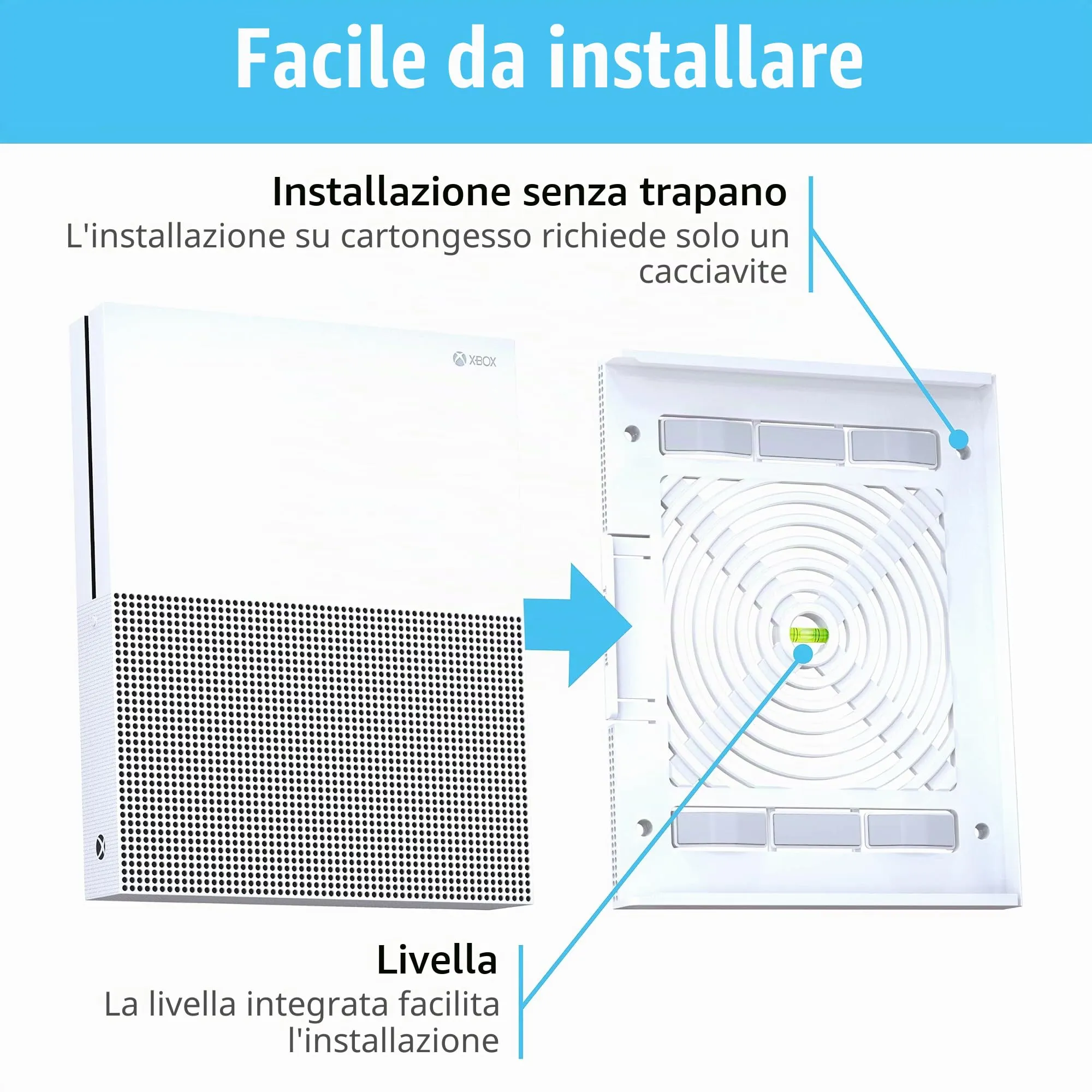 TotalMount Supporto da parete per Microsoft Xbox One S, Bianco - immagine 3