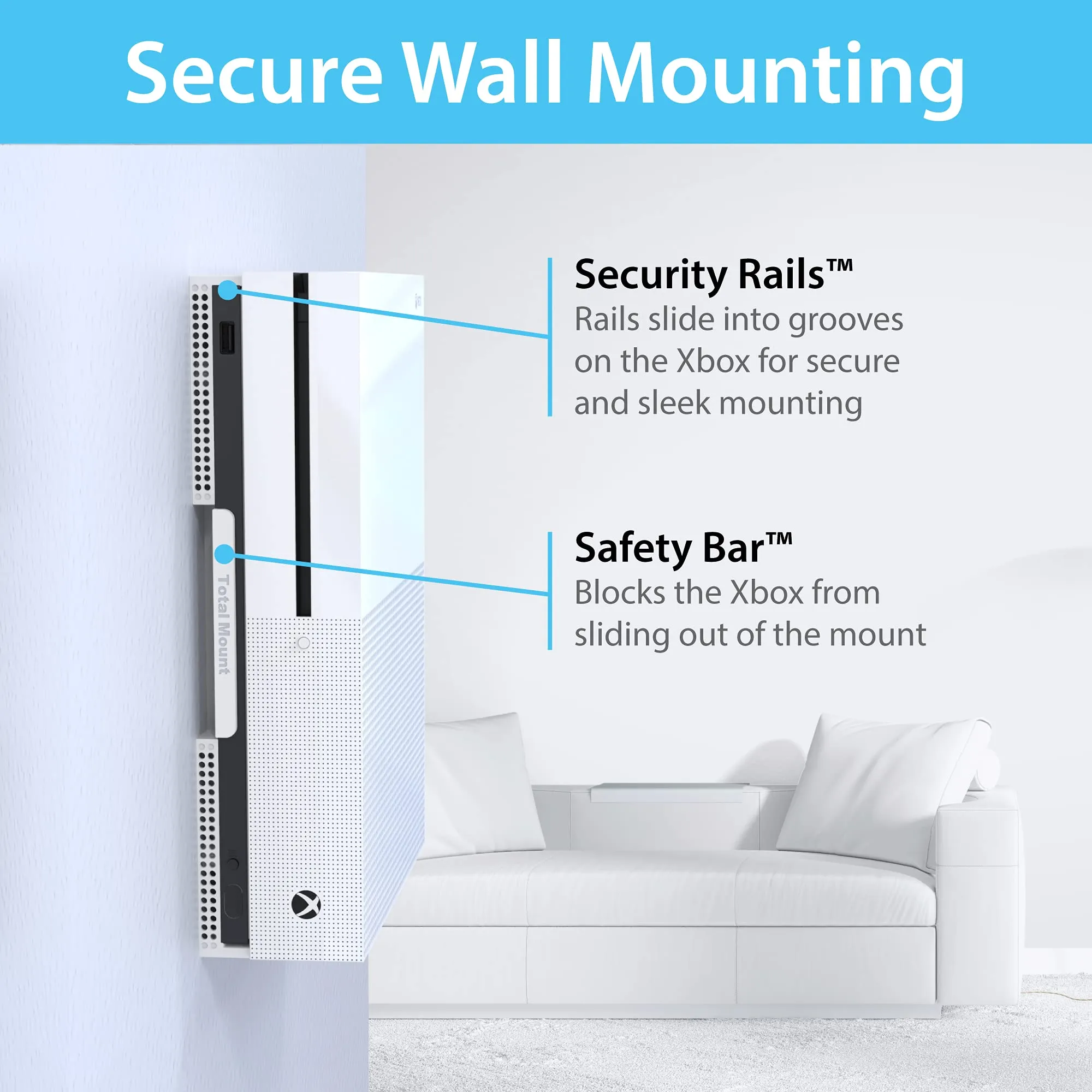 TotalMount Supporto da parete per Microsoft Xbox One S, Bianco - immagine 4