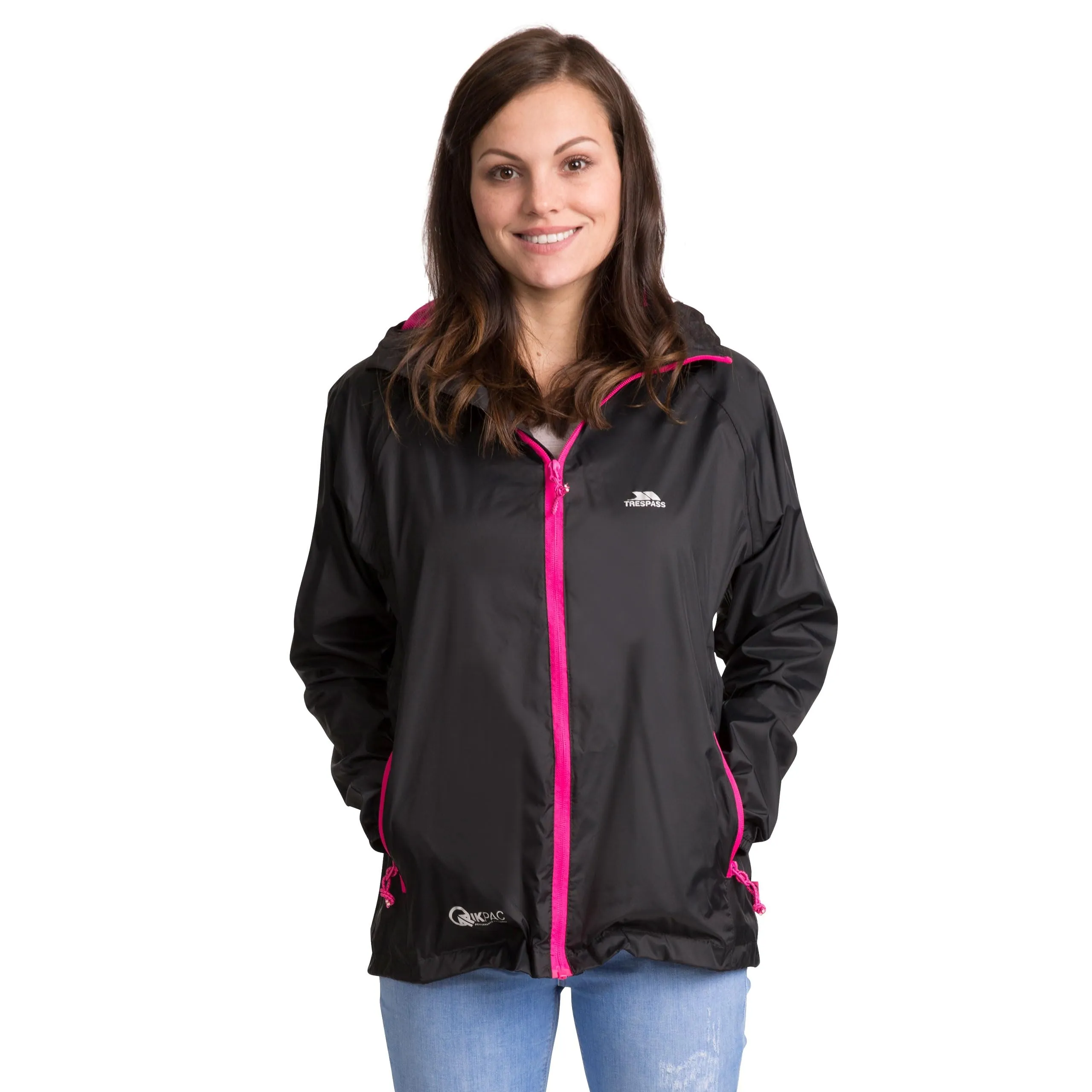 Trespass Qikpac Giacca Impermeabile da Donna - Rosa/Nero - M - immagine 2