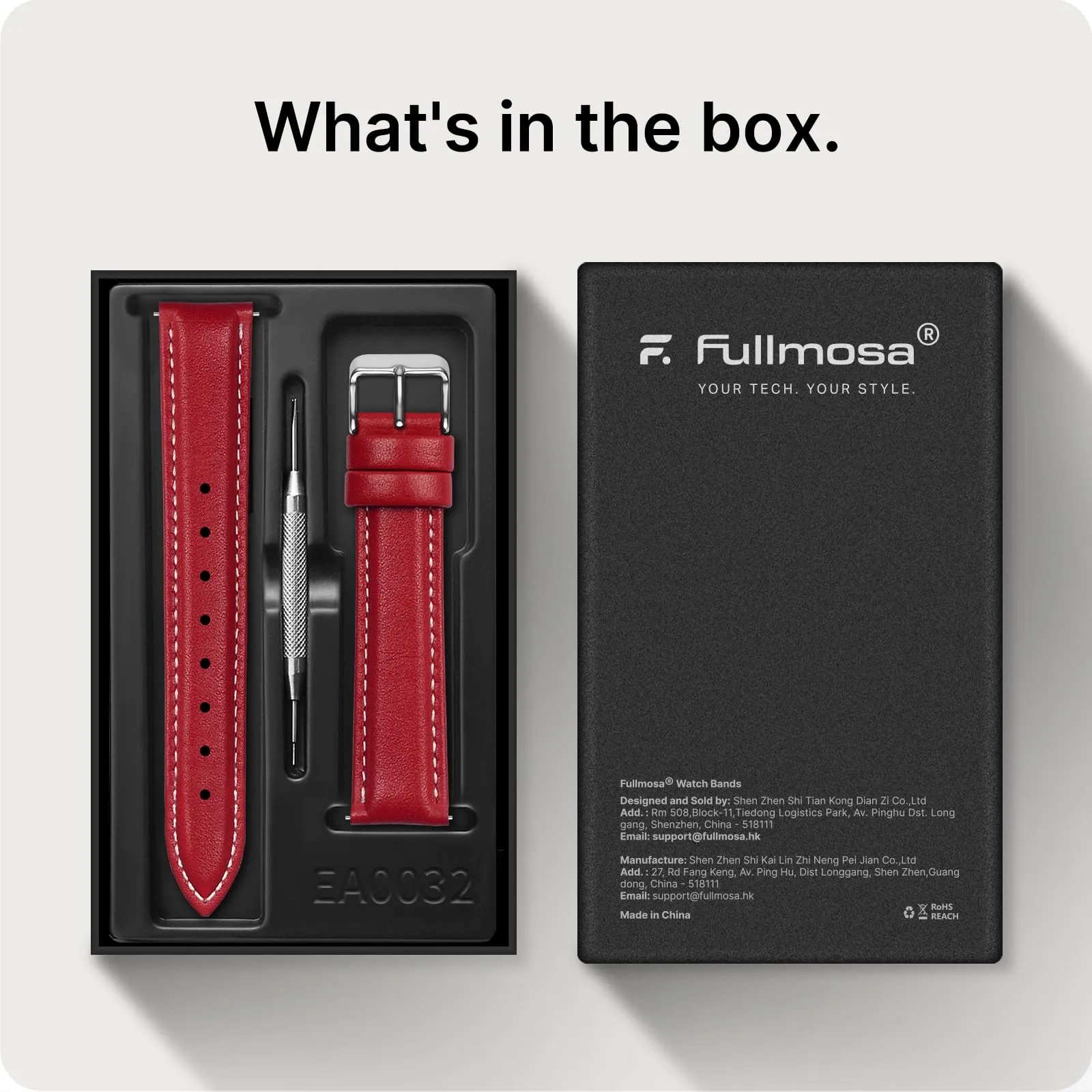 Fullmosa Cinturino per Orologio in Pelle a Sgancio Rapido, 18mm, Rosso - immagine 6