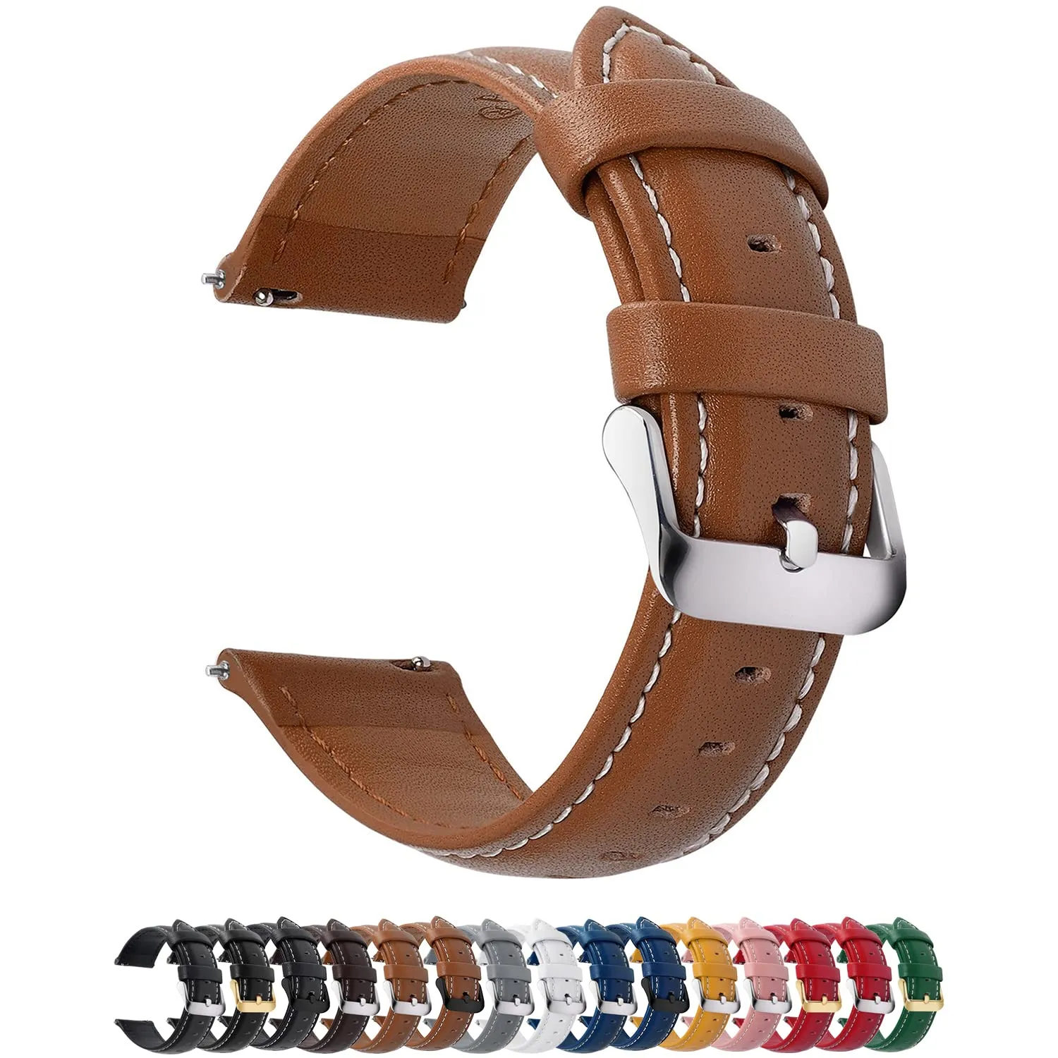 Fullmosa Cinturino in Pelle 24mm a Sgancio Rapido, Marrone Scuro - immagine 1