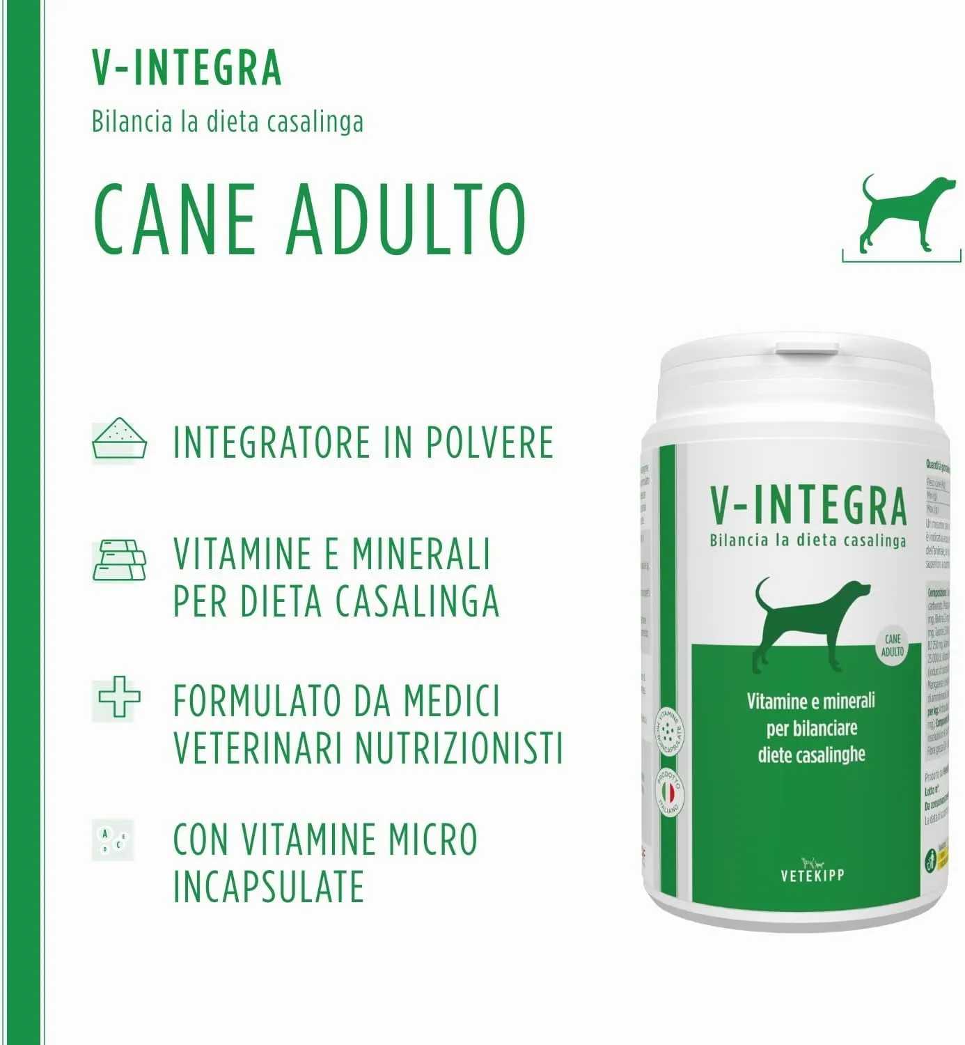 V-INTEGRA Cane Adulto, Integratore Multivitaminico per Dieta Casalinga e BARF, 200g - immagine 2