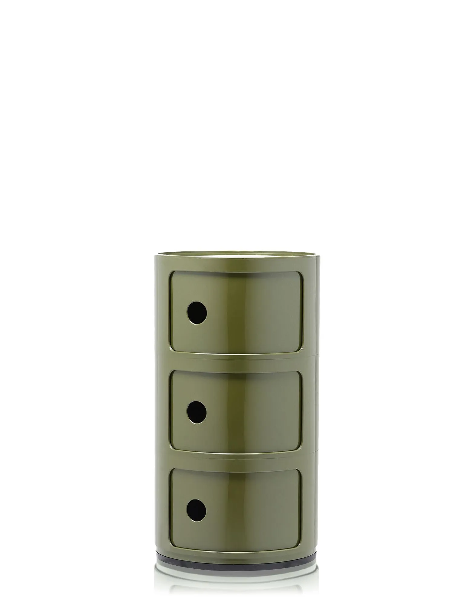 Kartell Componibili Storage Unit, 3 Elements, ABS, Round Base, Green, 32 x 32 x 59 cm - immagine 1
