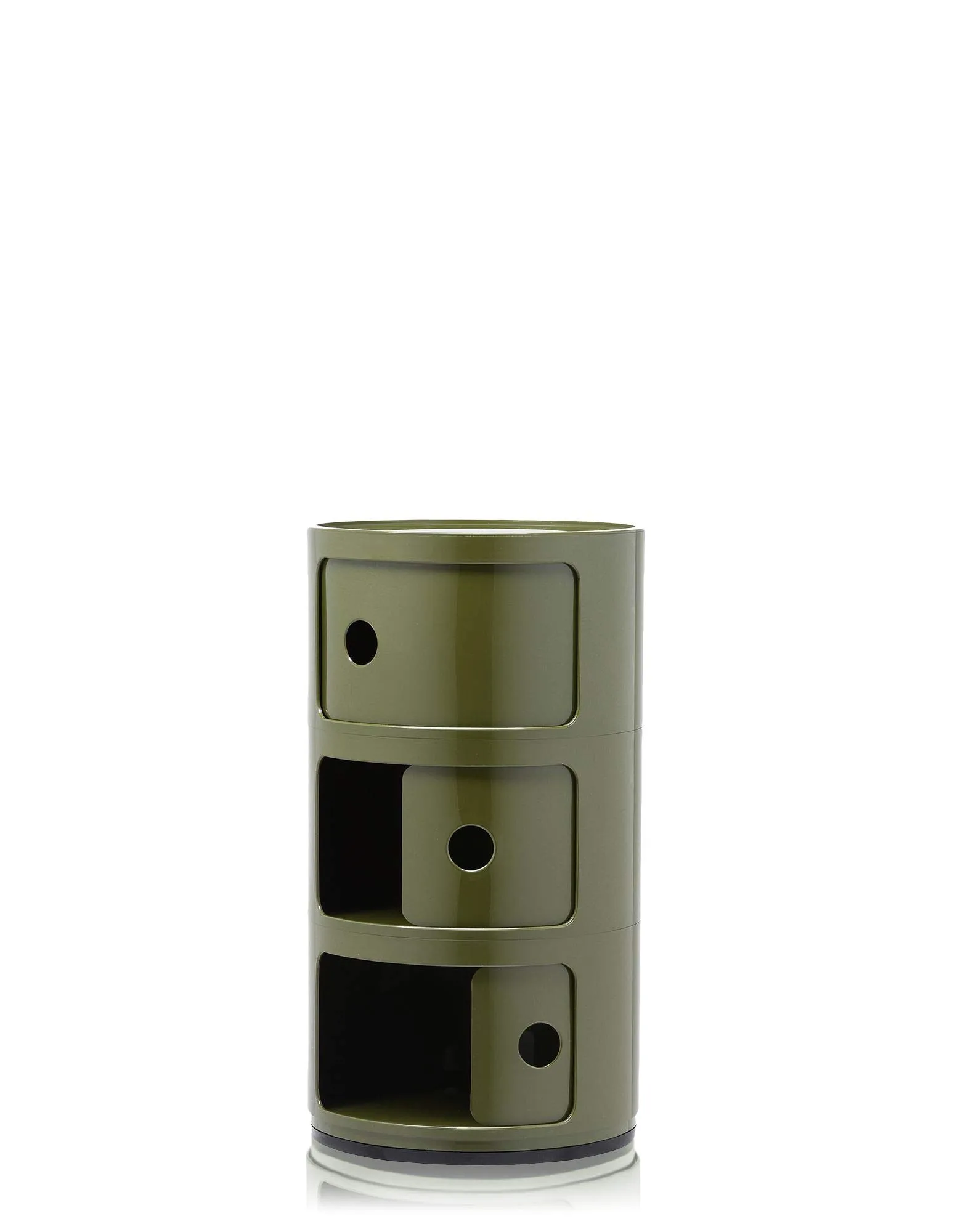 Kartell Componibili Storage Unit, 3 Elements, ABS, Round Base, Green, 32 x 32 x 59 cm - immagine 3