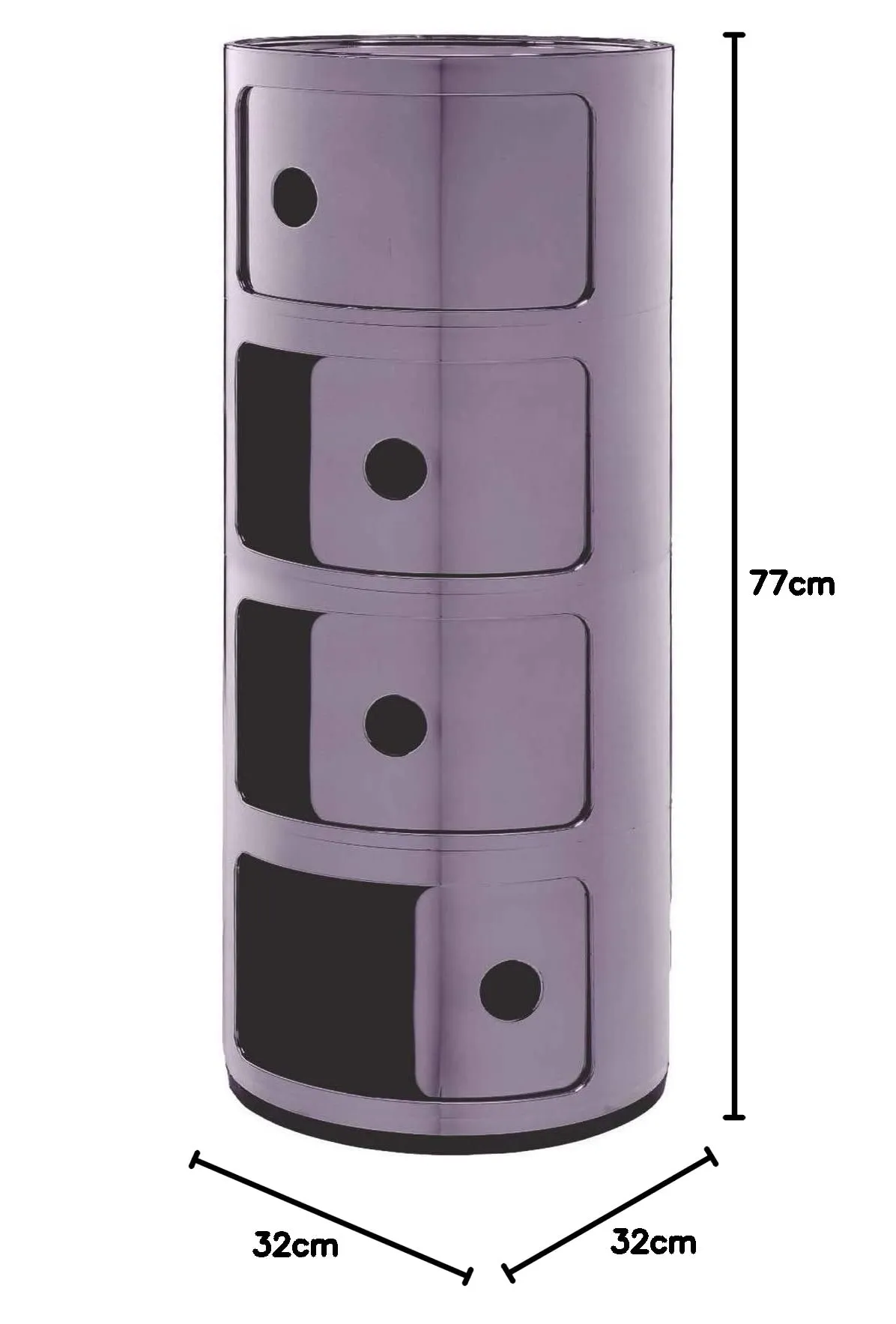 Kartell Componibili Contenitore 4 Elementi, Base Tonda, ABS, Viola, 32 x 32 x 77 cm - immagine 3