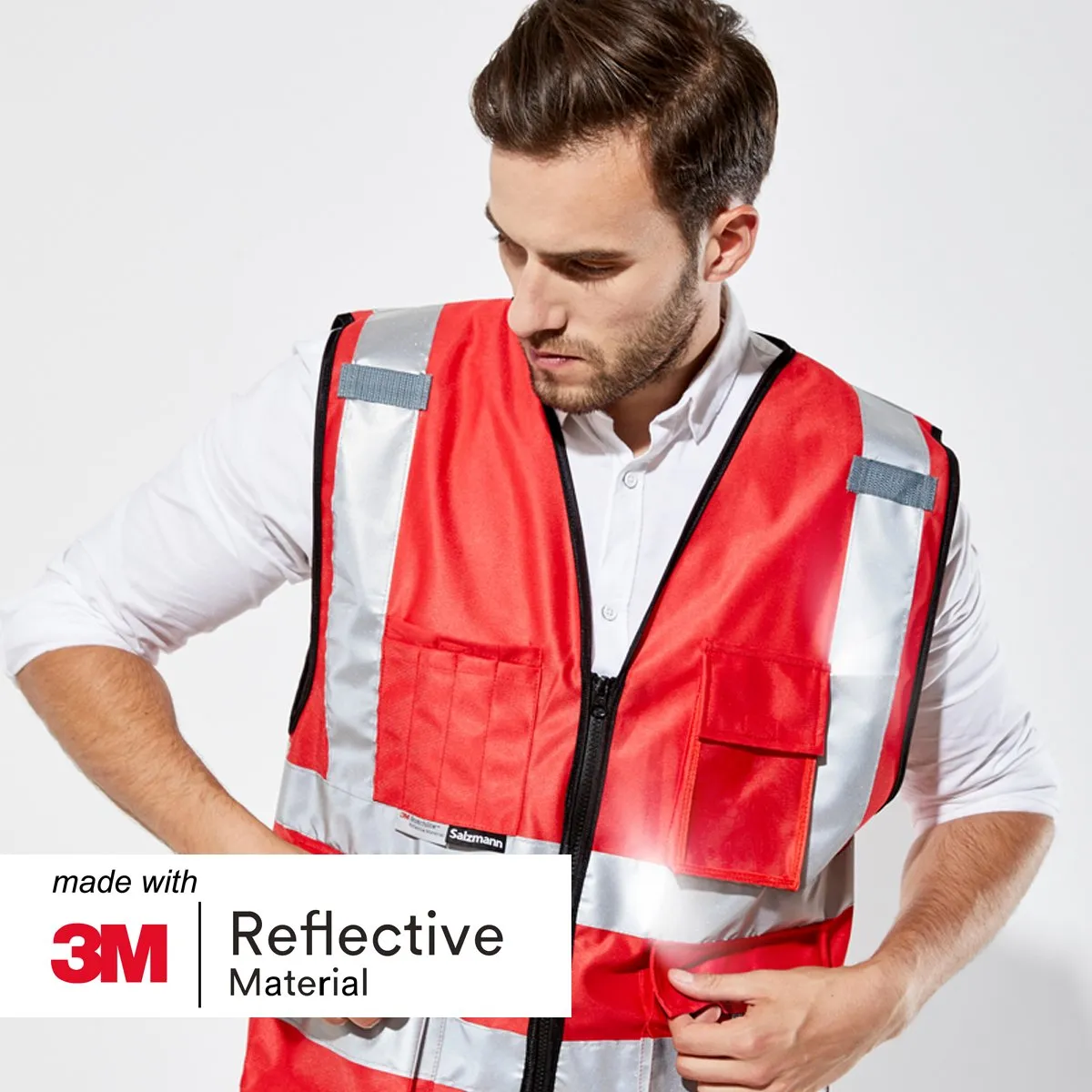 Salzmann Gilet ad alta visibilità riflettente, Rosso, S-M - immagine 3
