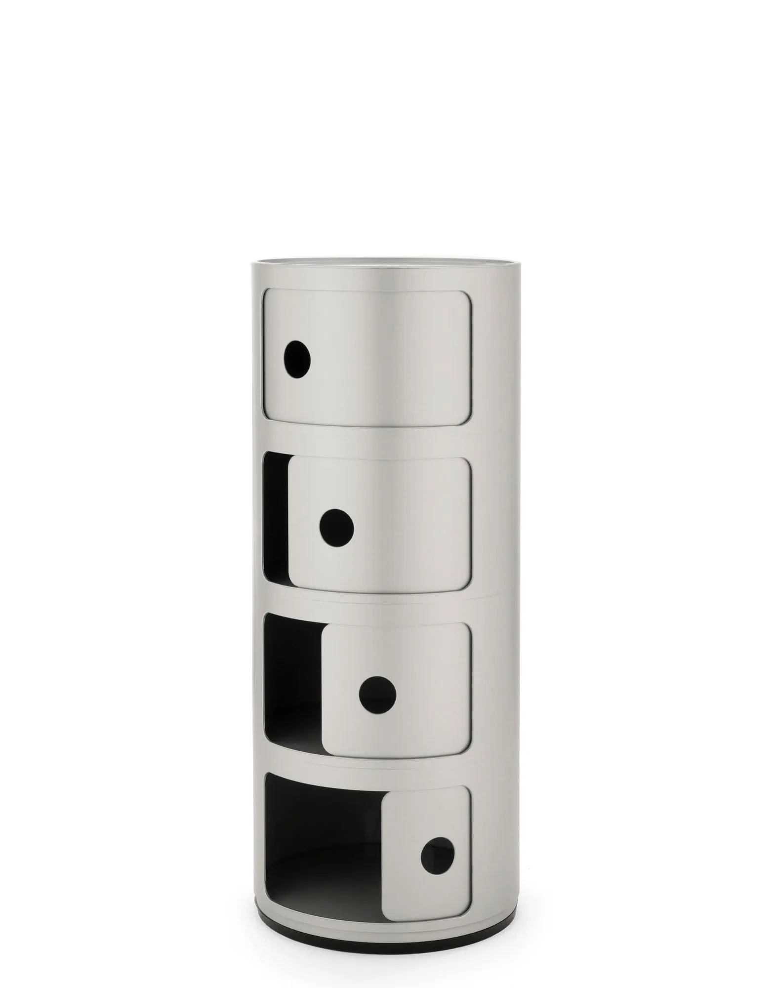Kartell Componibili Contenitore 4 Elementi, Base Tonda, ABS, Argento, 32 x 32 x 77 cm - immagine 3