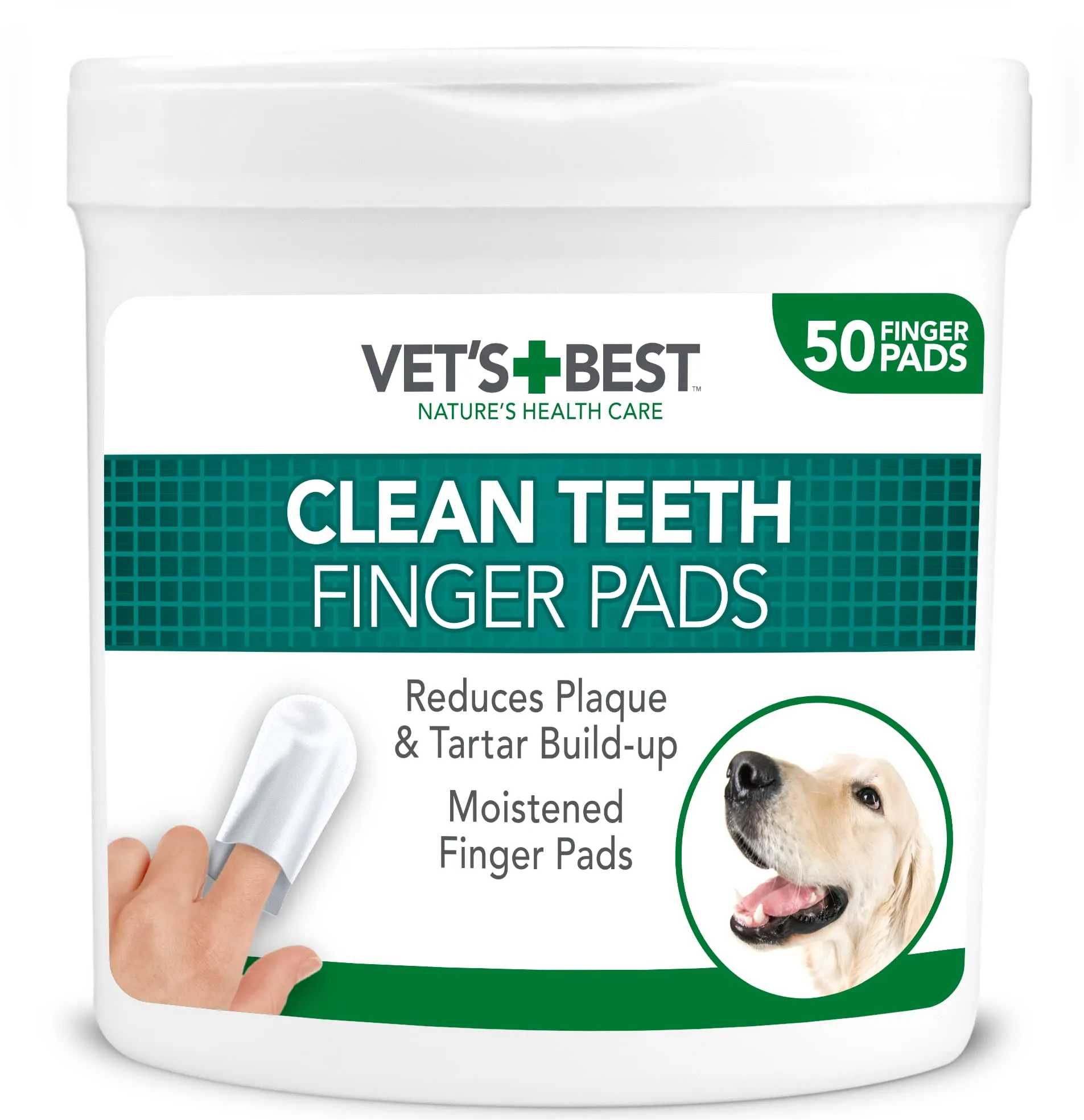 Vet's Best Salviette Dentali per Dita Cani e Gatti, 50 Monouso - immagine 1