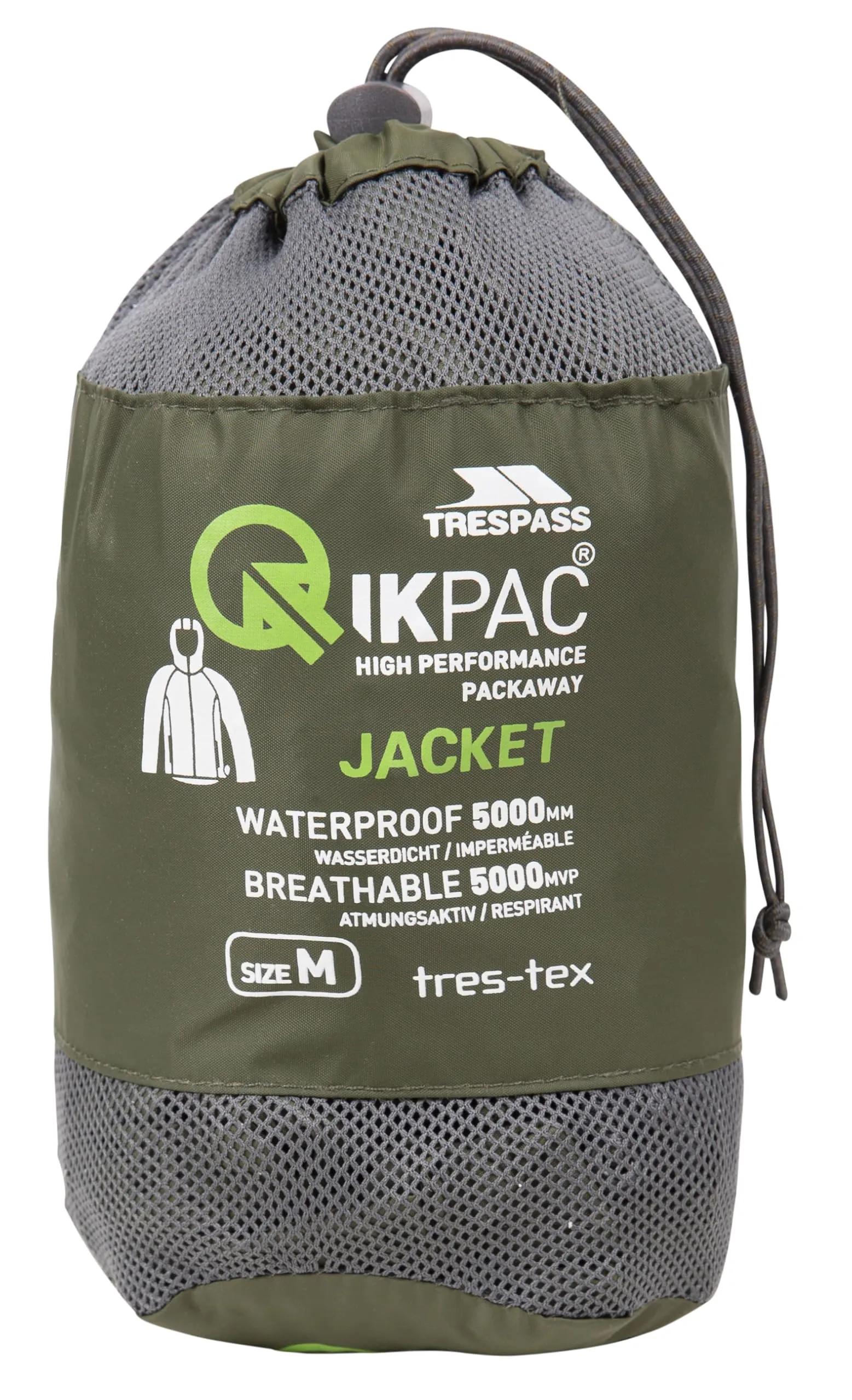 Trespass Qikpac Giacca Impermeabile da Donna - Muschio - XL - immagine 4