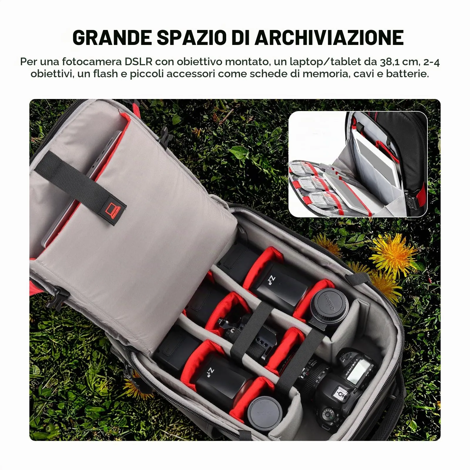Neewer Zaino 2-in-1 con Ruote per Fotocamera SLR/DSLR, Resistente all'Acqua e Antiurto - immagine 2