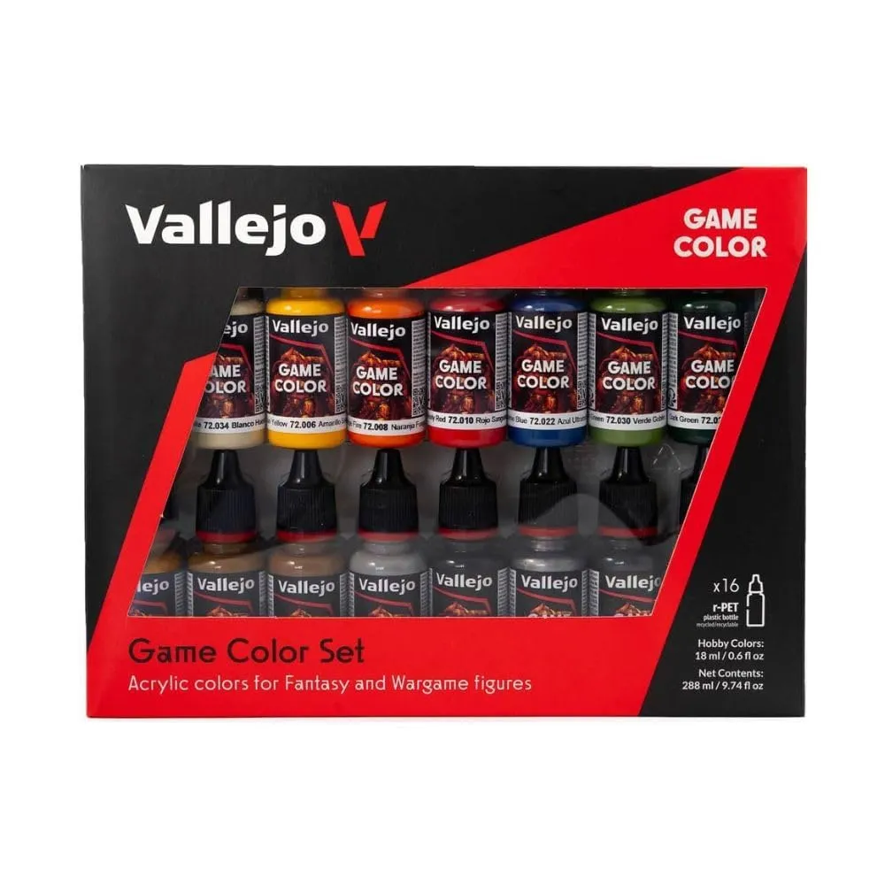 Vallejo Game Color Introduction Set 72299, 16 Acrylic Colors 18 ml for Miniatures and Wargames - immagine 1
