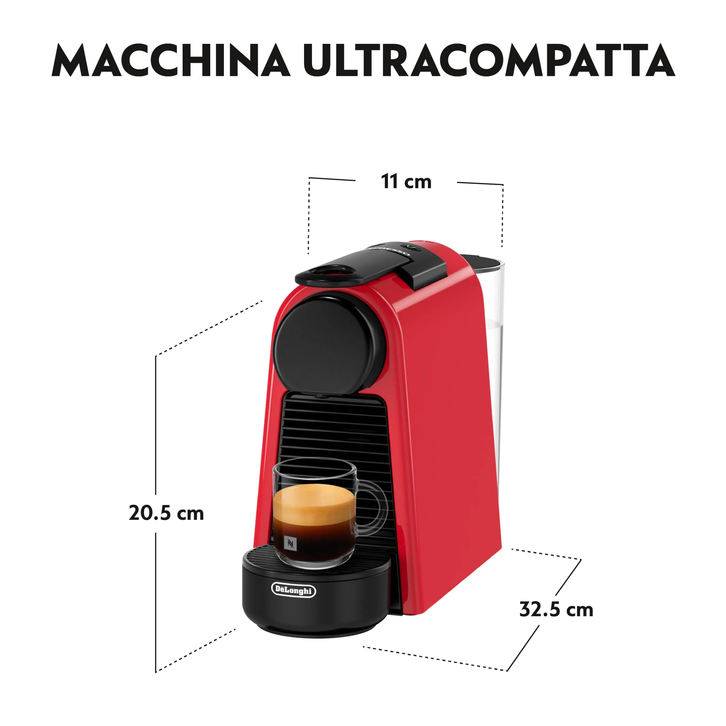 Nespresso Essenza Mini EN85.R Macchina da Caffè DeLonghi, Ruby Red - immagine 5