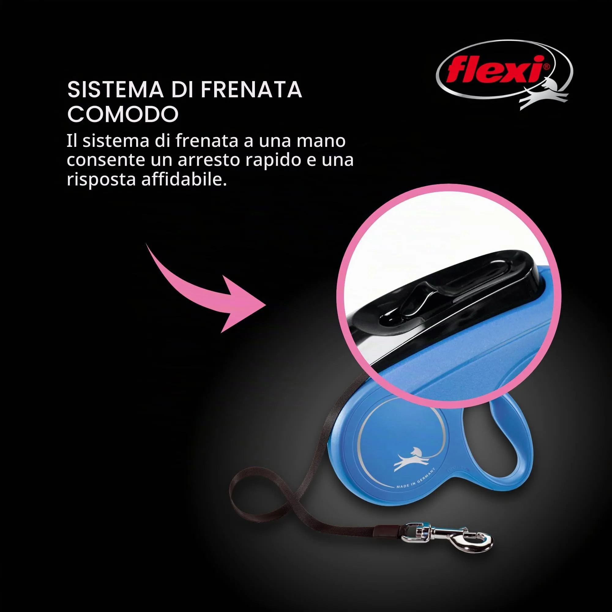 Flexi Guinzaglio Retrattile Classico (Tape), 3 m, Extra Piccolo, Blu - immagine 5