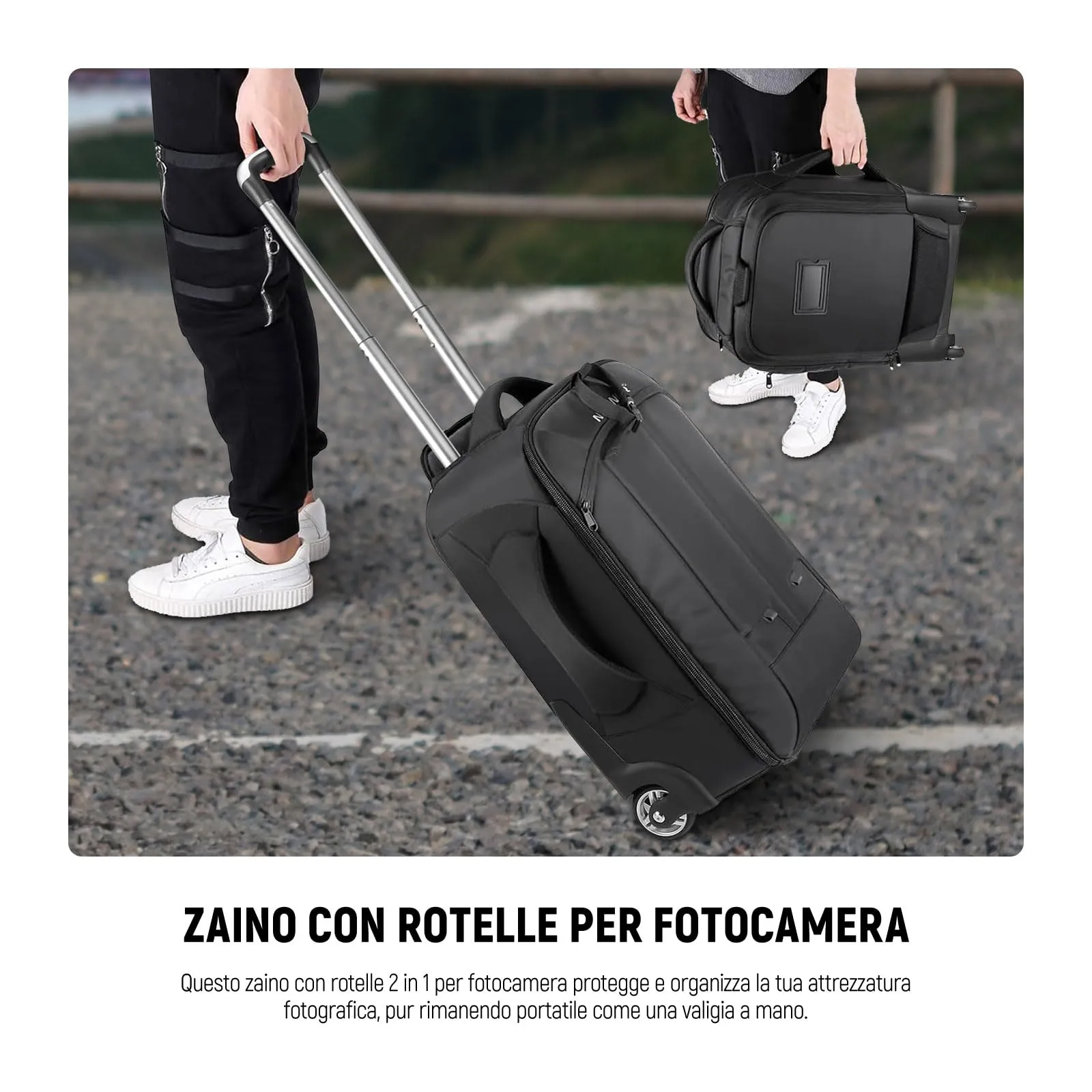 Neewer 2-in-1 Zaino Convertibile per Fotocamera con Ruote - immagine 2