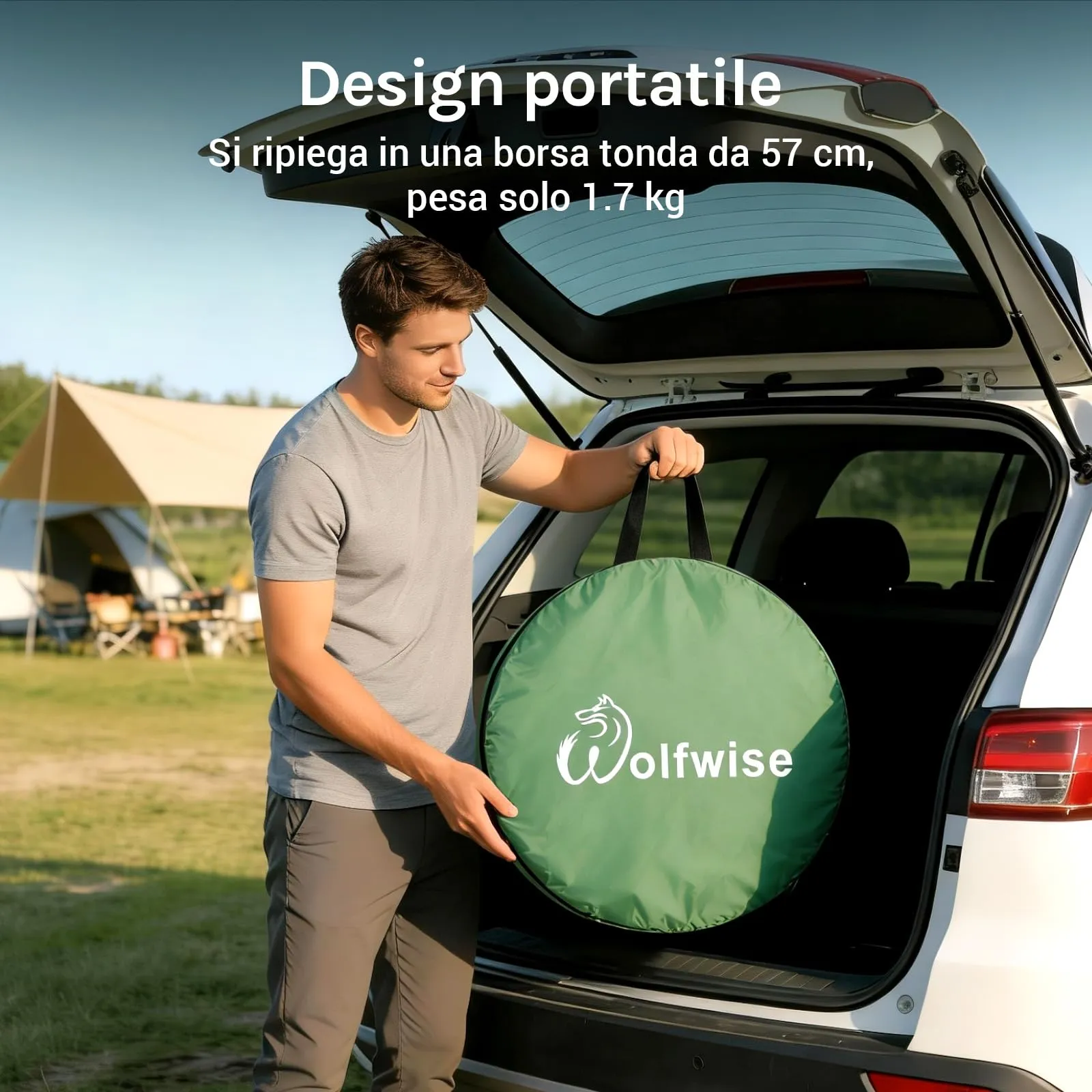 Wolfwise Tenda Doccia Campeggio Pop-Up, Spogliatoio Portatile e Pieghevole, 120 x 120 x 190 cm, Verde - immagine 6