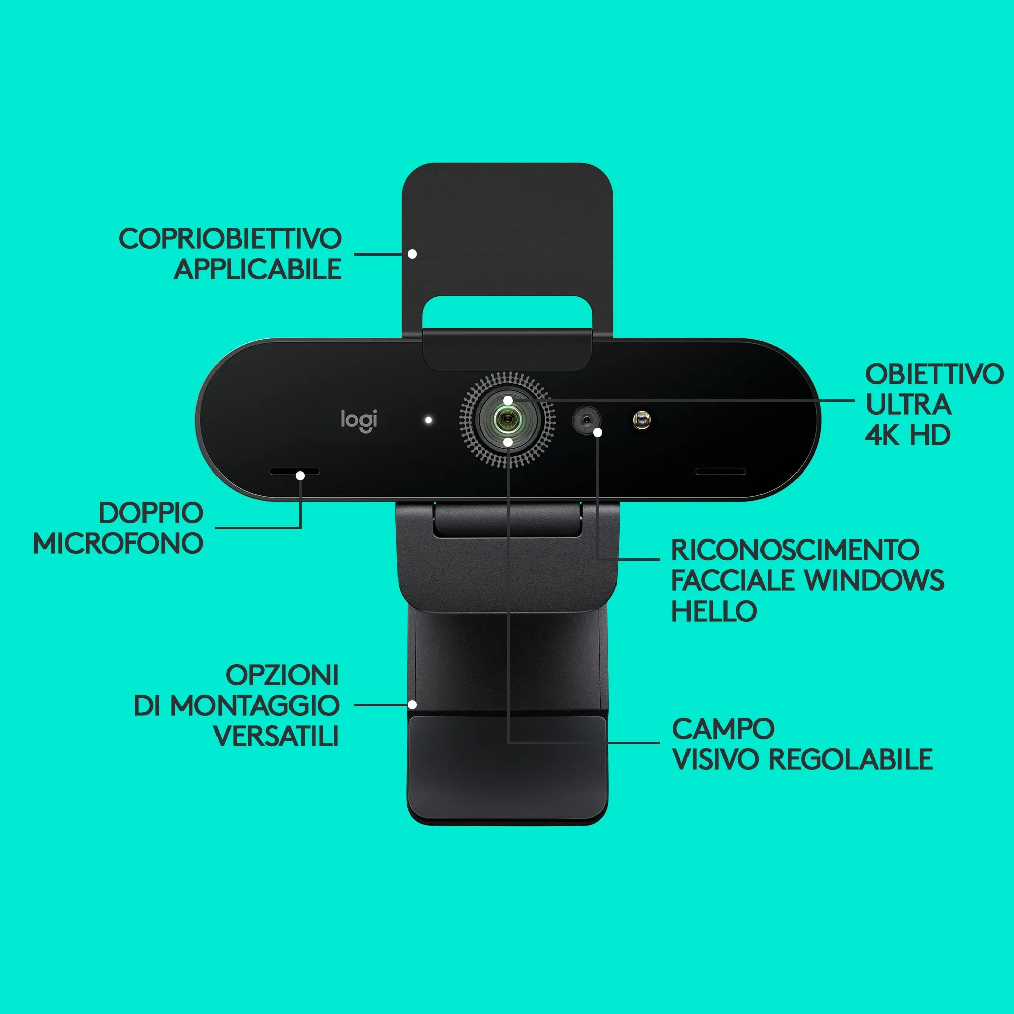Logitech Brio Stream 4K HD Webcam - Graphite - immagine 9