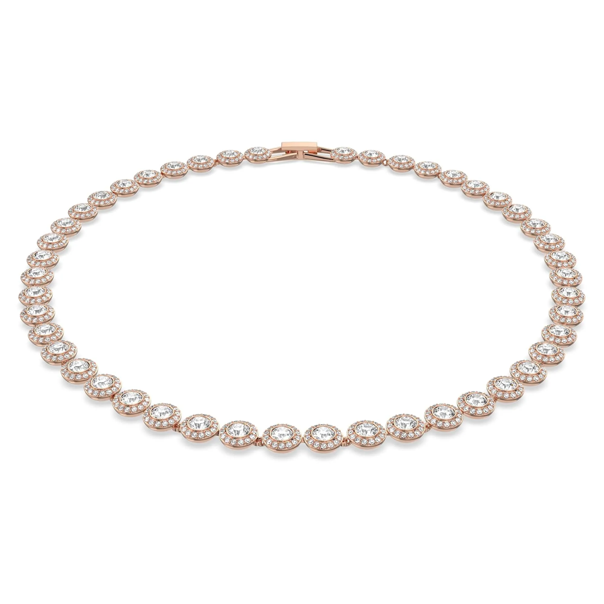 Swarovski Una Angelic Tennis Necklace, Round Cut, Medium, White, Rose Gold Plated - immagine 1