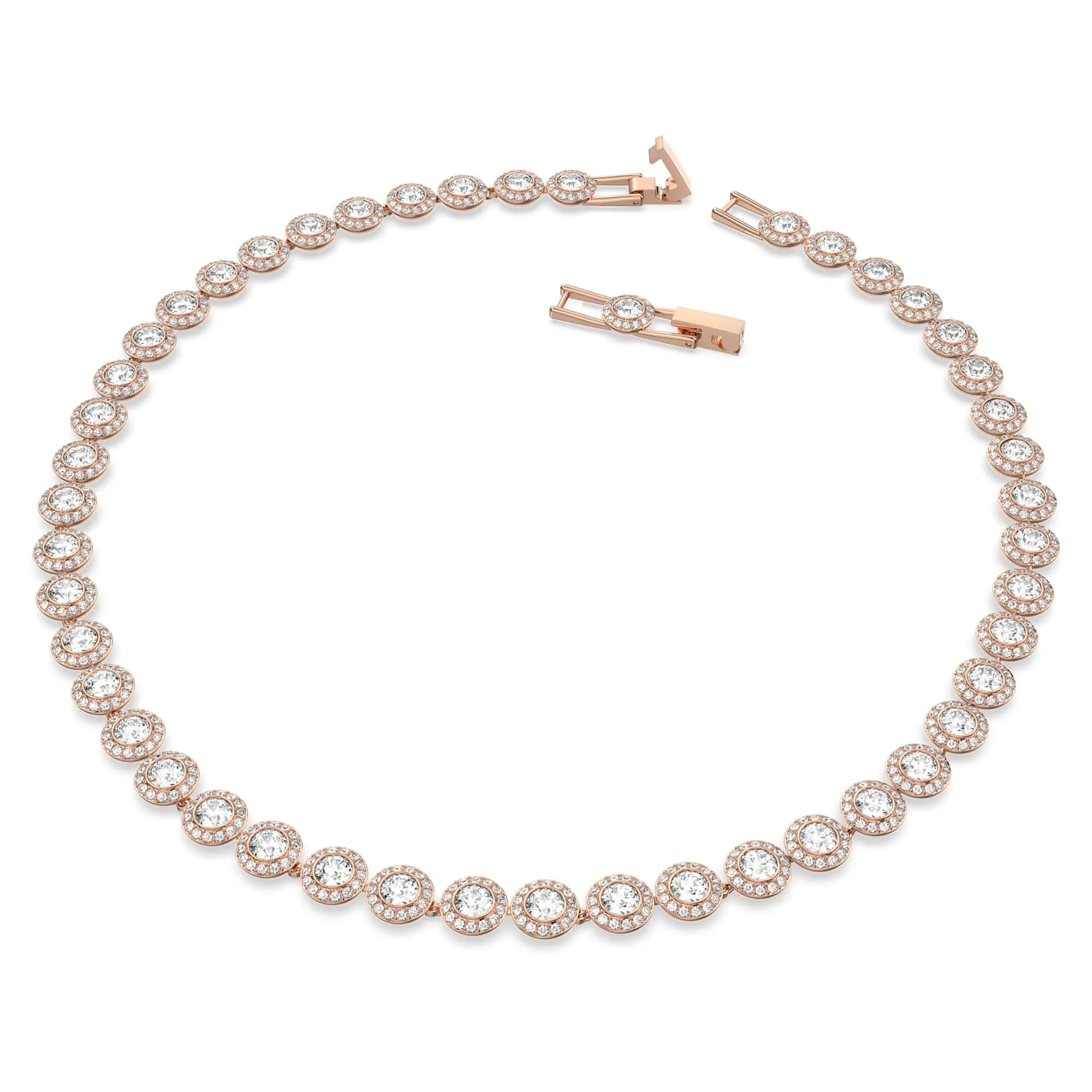 Swarovski Una Angelic Tennis Necklace, Round Cut, Medium, White, Rose Gold Plated - immagine 2