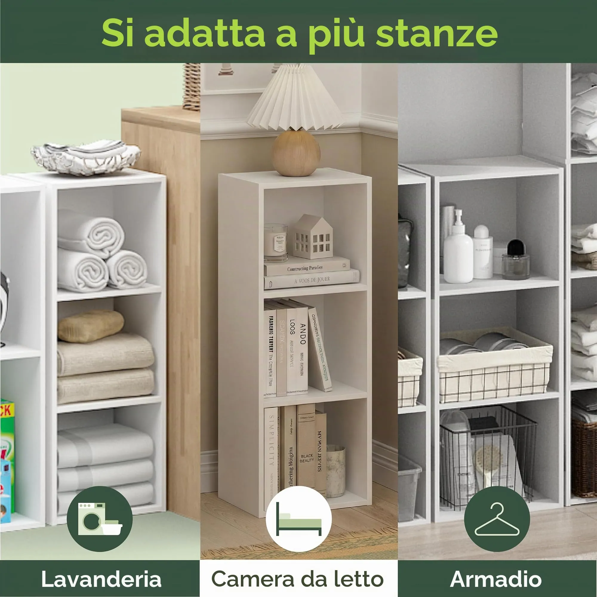 Furinno Luder Libreria a 3 ripiani, Bianca - immagine 7