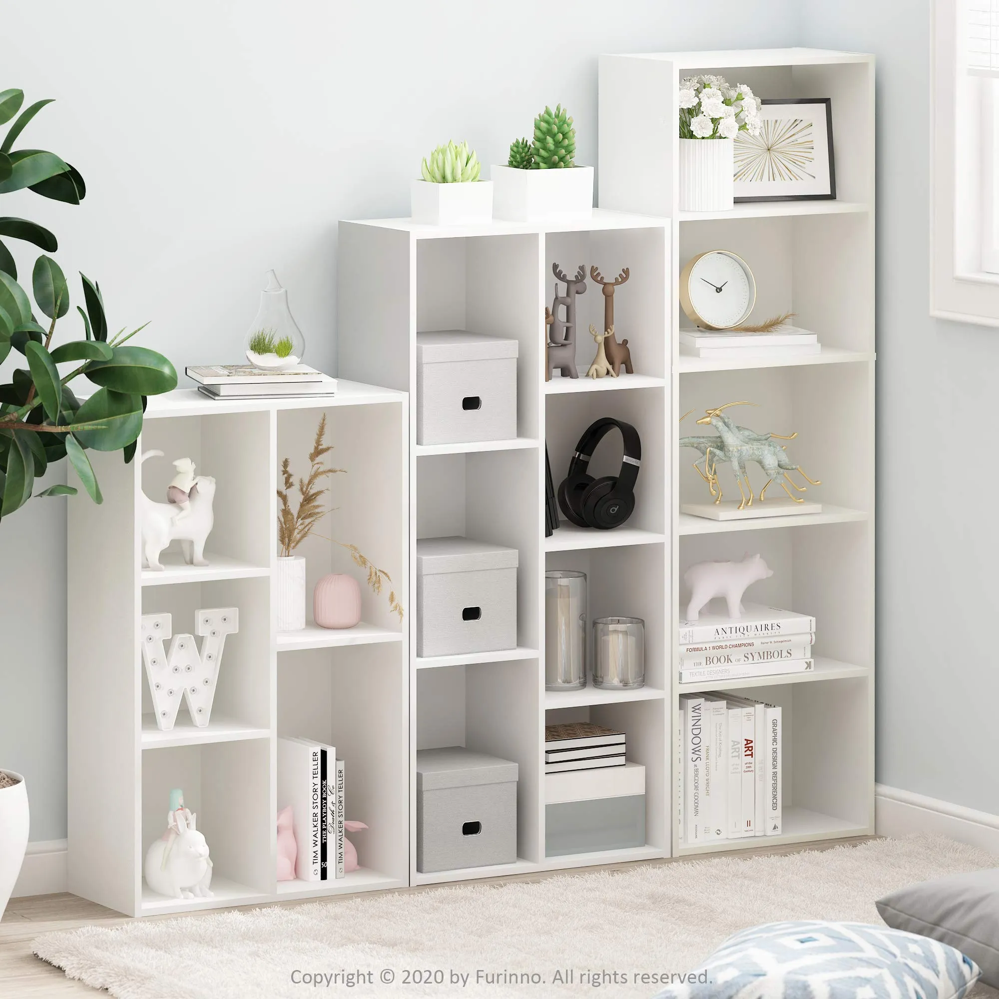 Furinno Luder Libreria a ripiani aperti a 5 livelli, Bianca - immagine 2