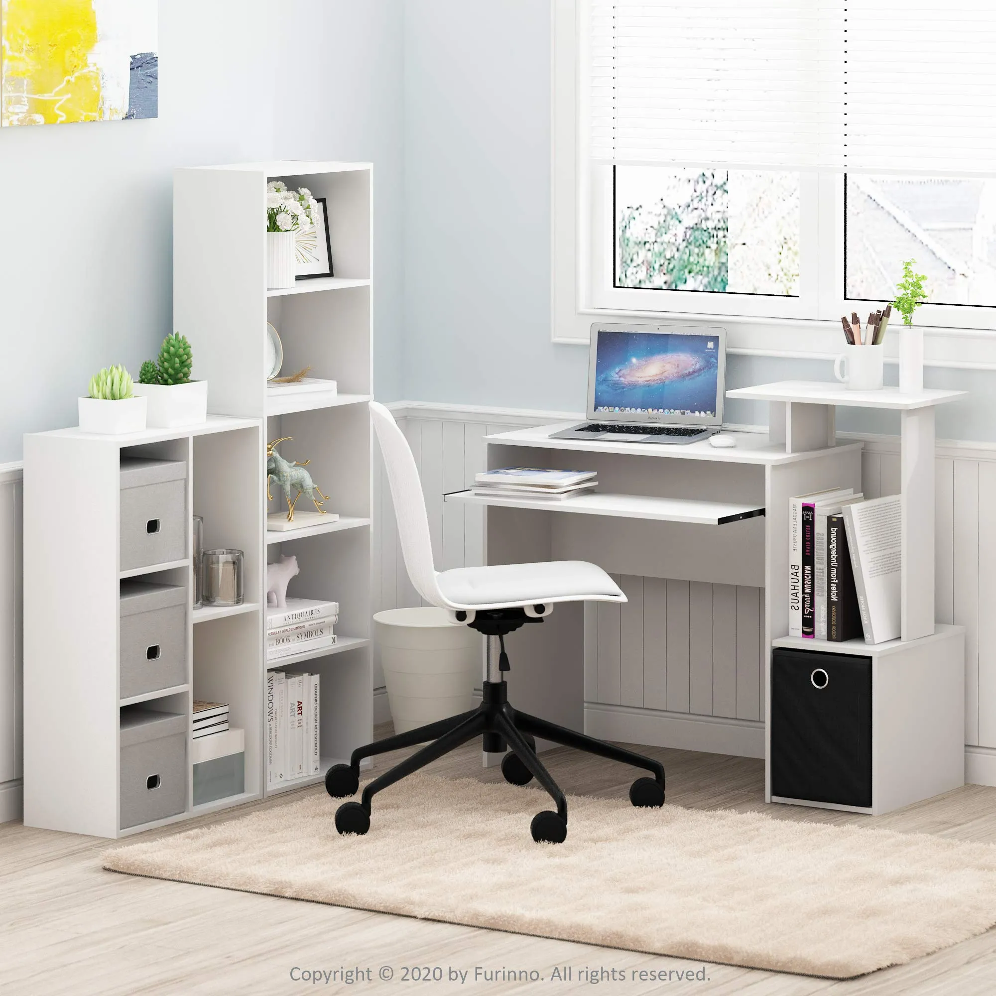 Furinno Luder Libreria a ripiani aperti a 5 livelli, Bianca - immagine 5