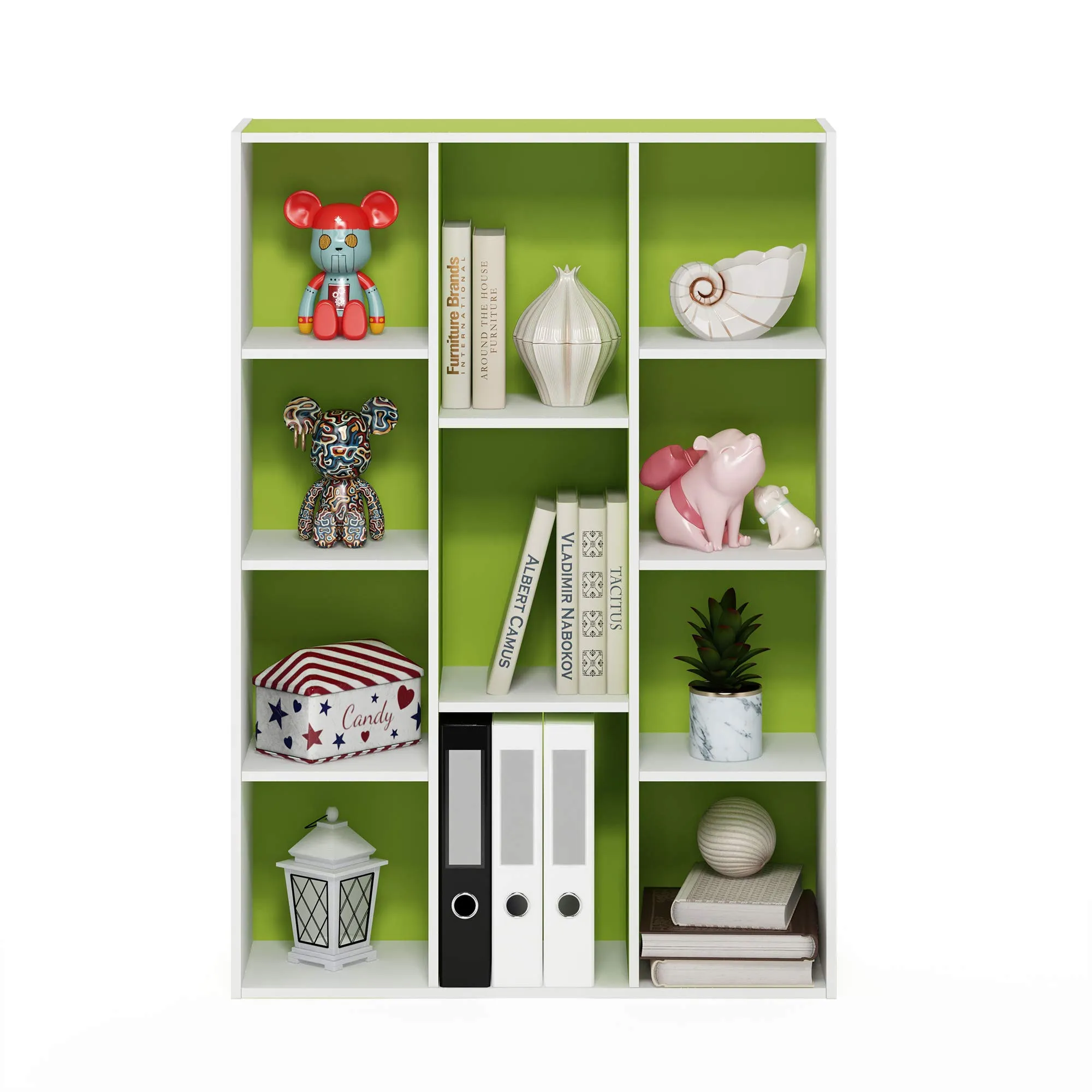 Furinno Luder Libreria reversibile a 11 cubi, Bianco/Verde - immagine 5