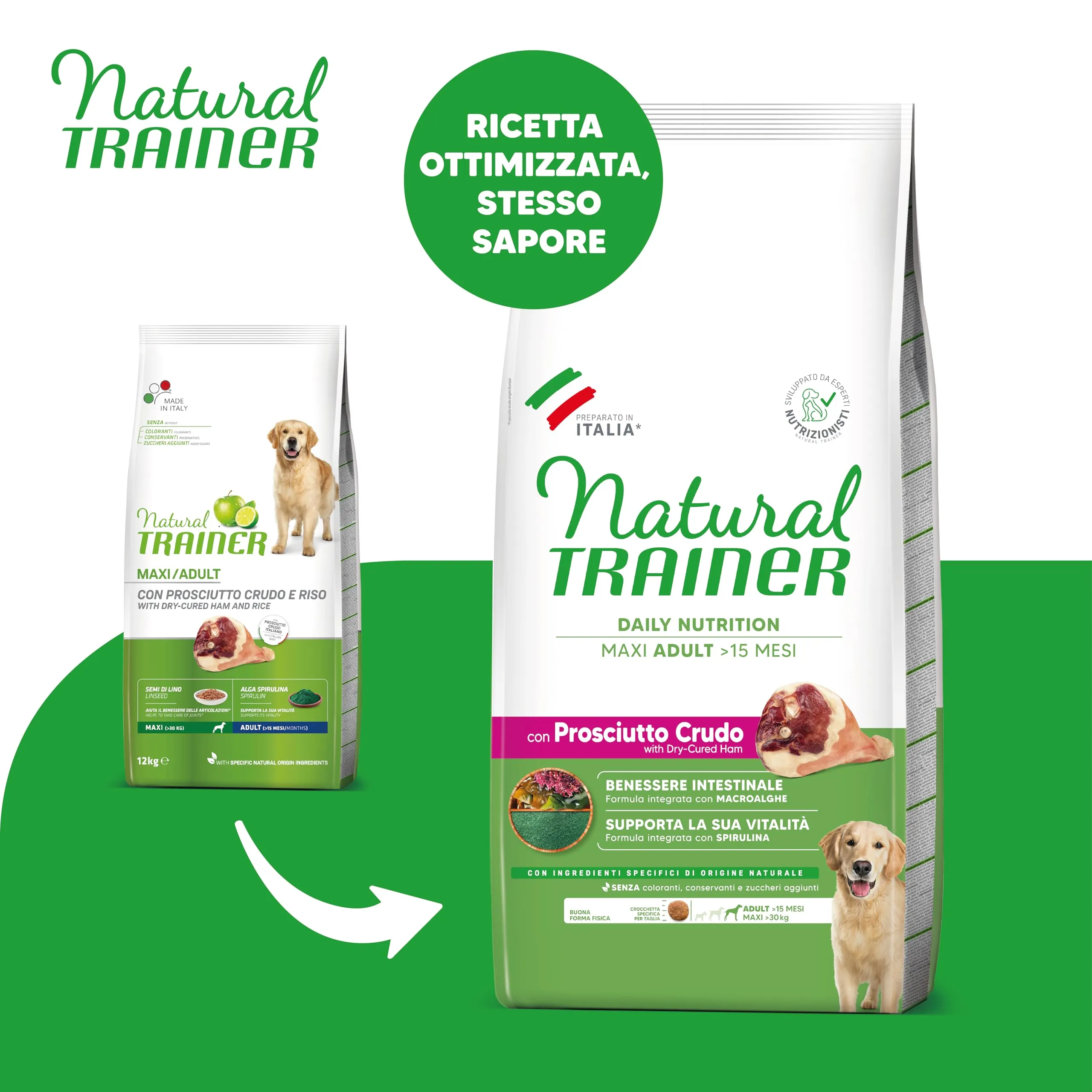 Trainer Natural Maxi Puppy & Junior Dog Food with Prosciutto Crudo, 12kg - immagine 2