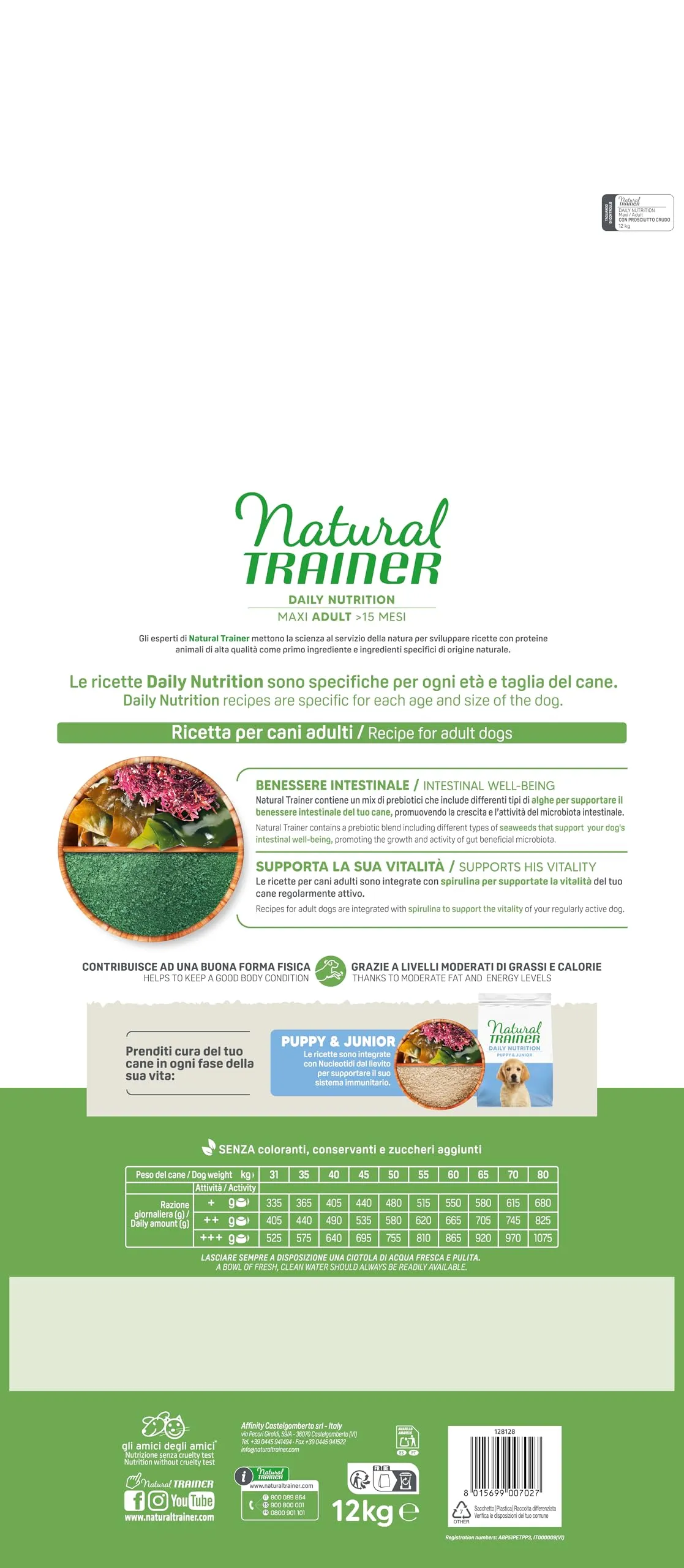 Trainer Natural Maxi Puppy & Junior Dog Food with Prosciutto Crudo, 12kg - immagine 3