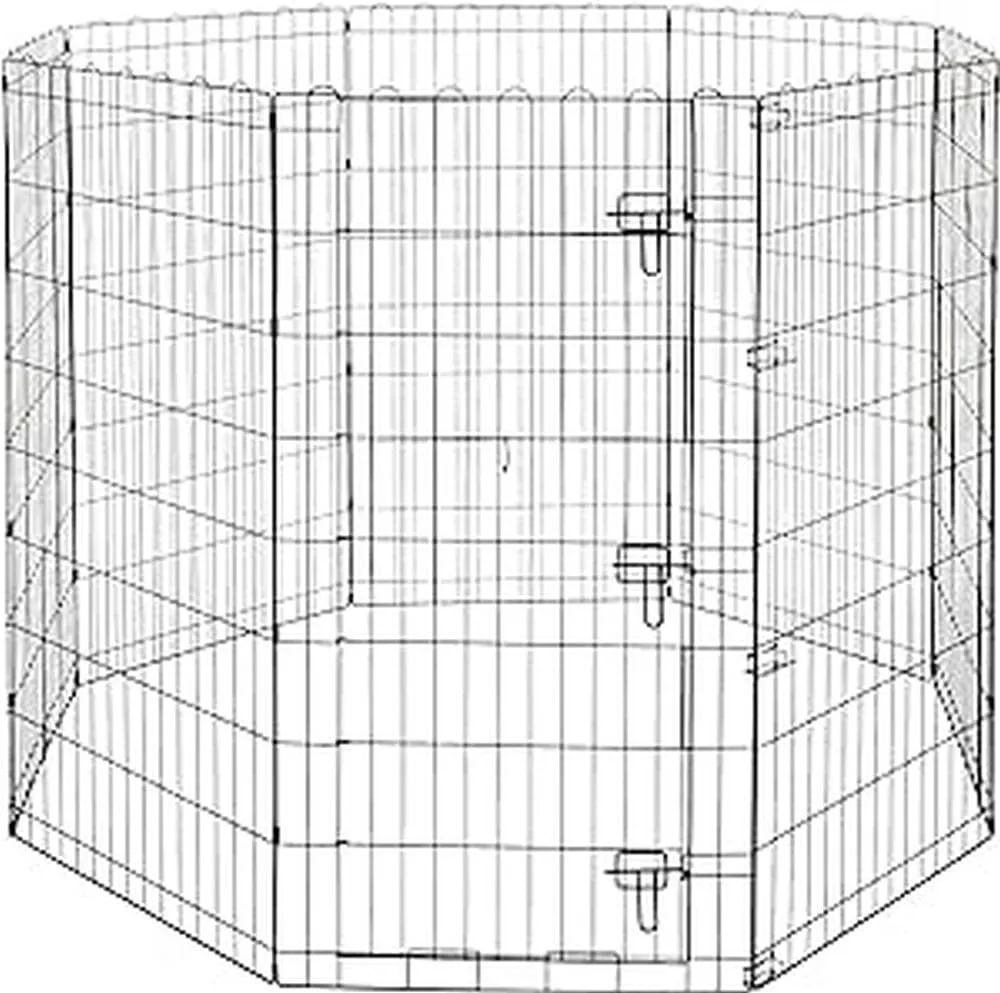 Amazon Basics Recinto per Cani da Interno, Ottagonale Pieghevole in Metallo, 122 cm, Nero - immagine 1