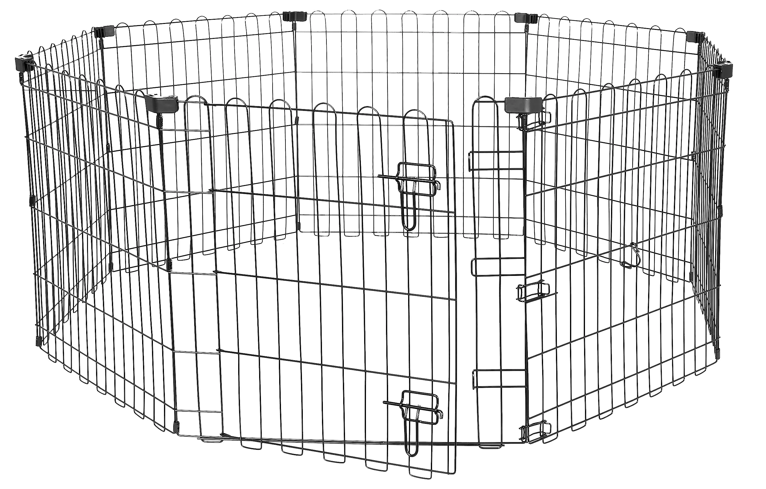 Amazon Basics Recinto per Cani da Interno, Ottagonale Pieghevole in Metallo, 61 cm, Nero - immagine 1