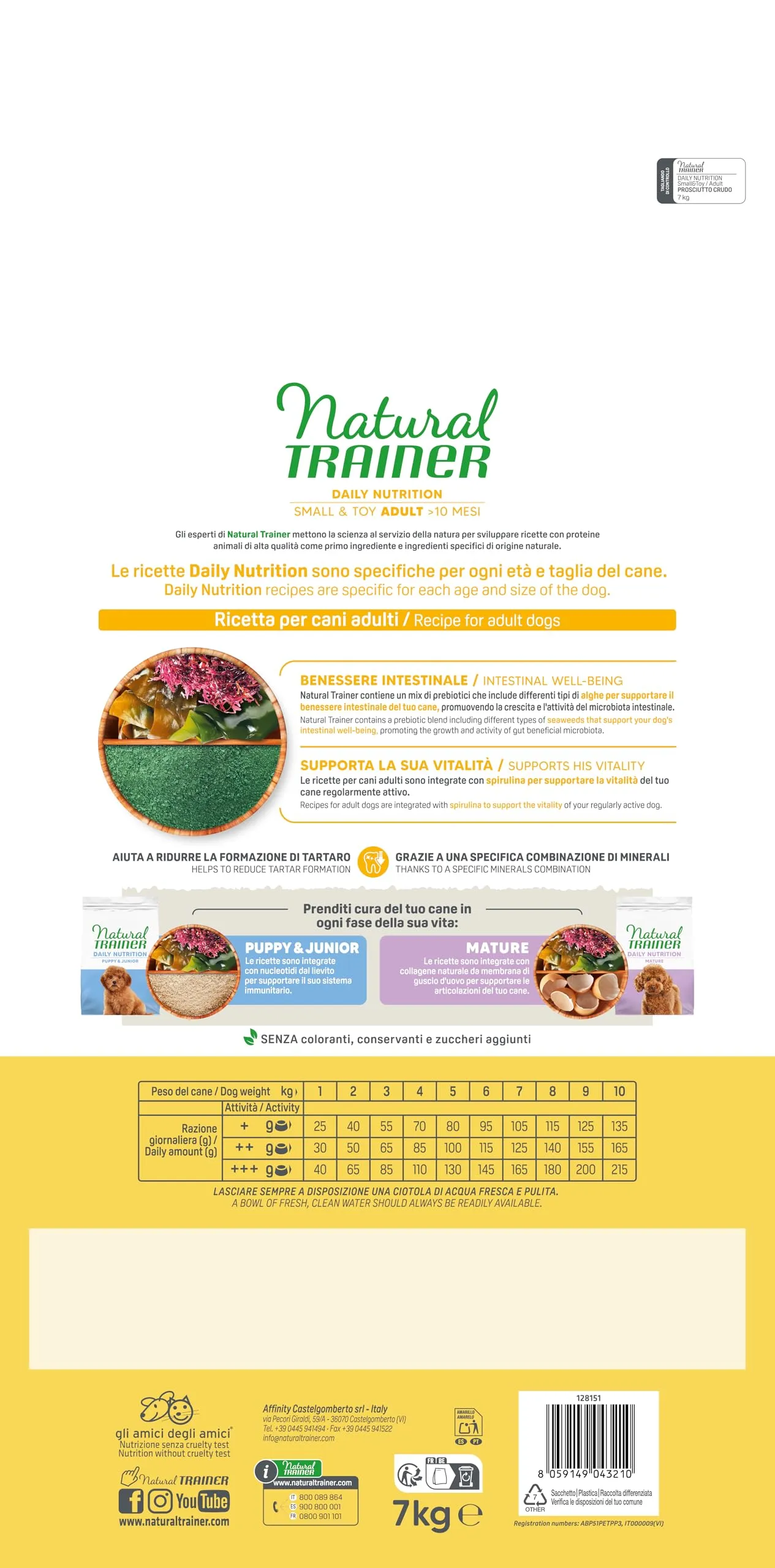 Trainer Natural Small & Toy Cibo per Cani Adulti con Prosciutto Crudo, 7 kg - immagine 3