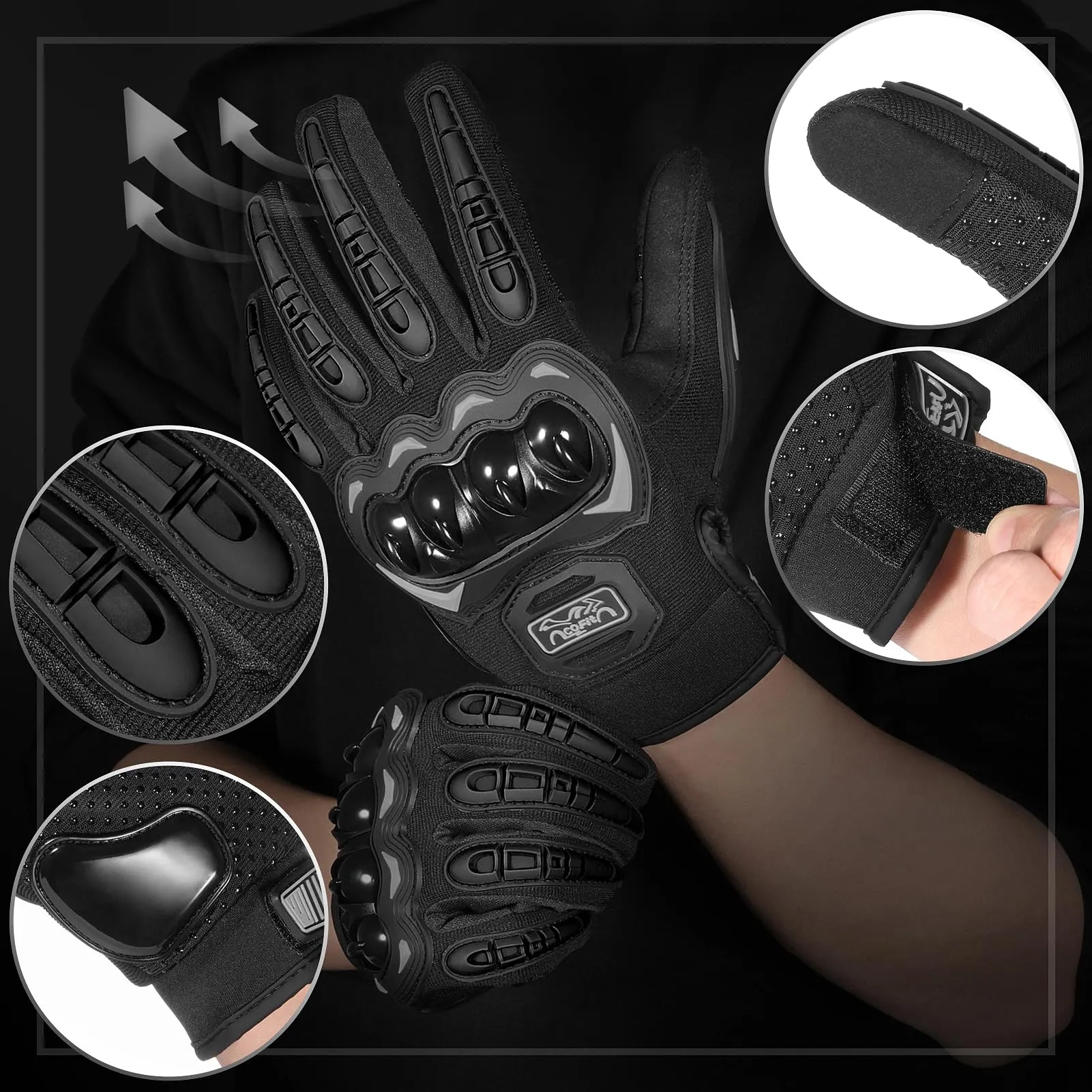 COFIT Guanti da Moto Touchscreen, Nero XL - immagine 2