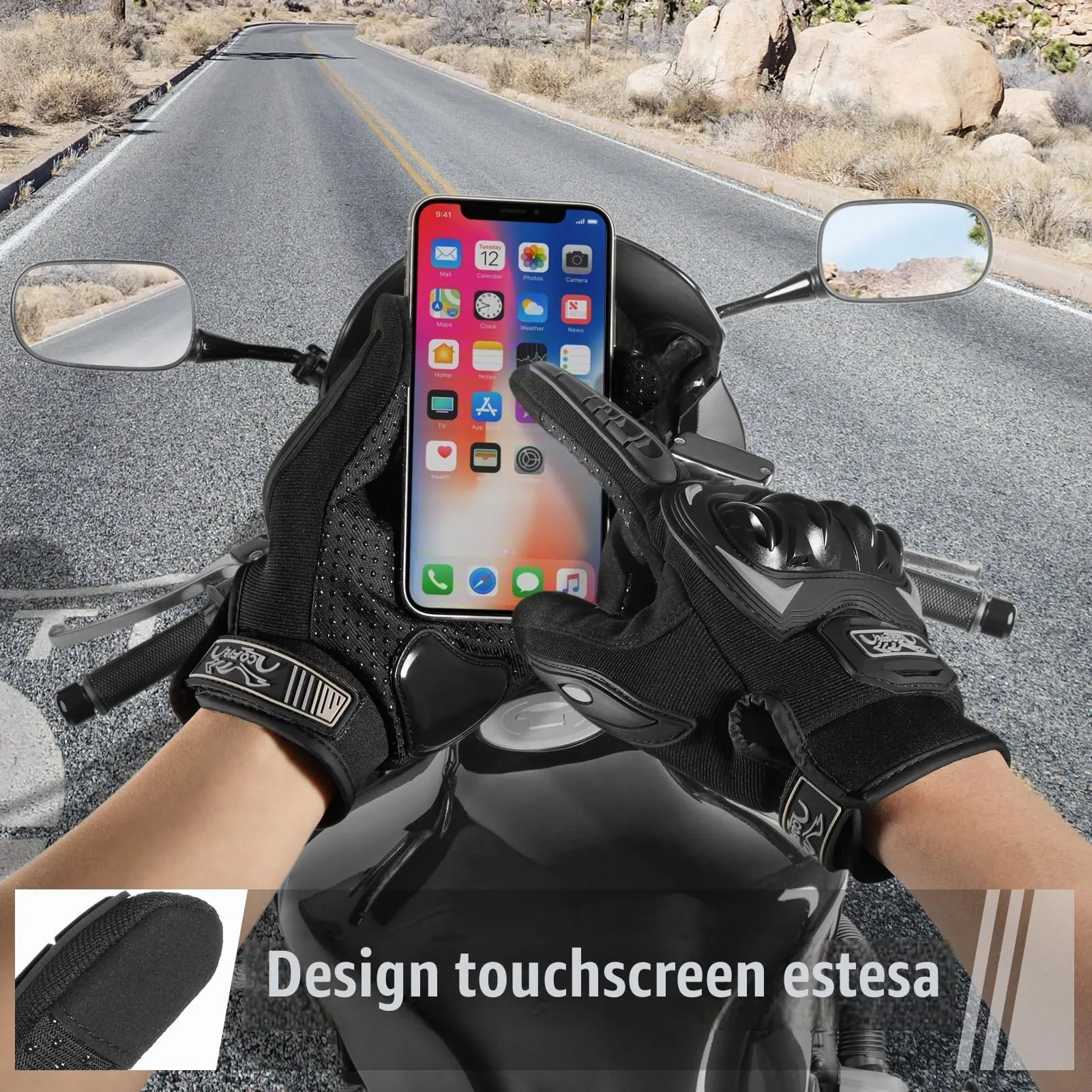 COFIT Guanti da Moto Touchscreen, Nero XL - immagine 3