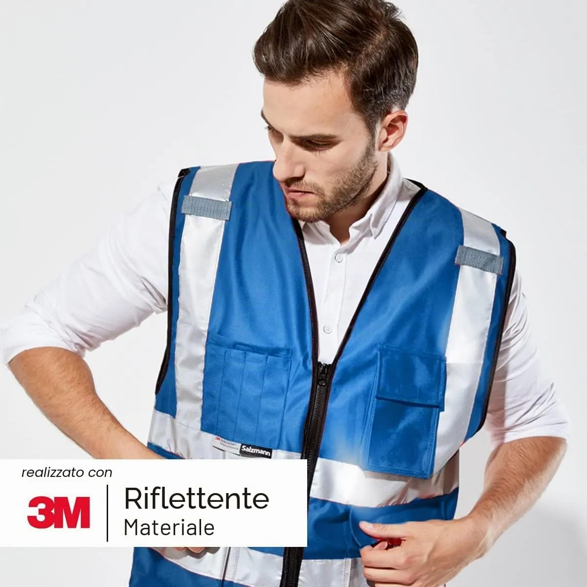Salzmann Gilet ad alta visibilità riflettente, Blu, L-XL - immagine 4