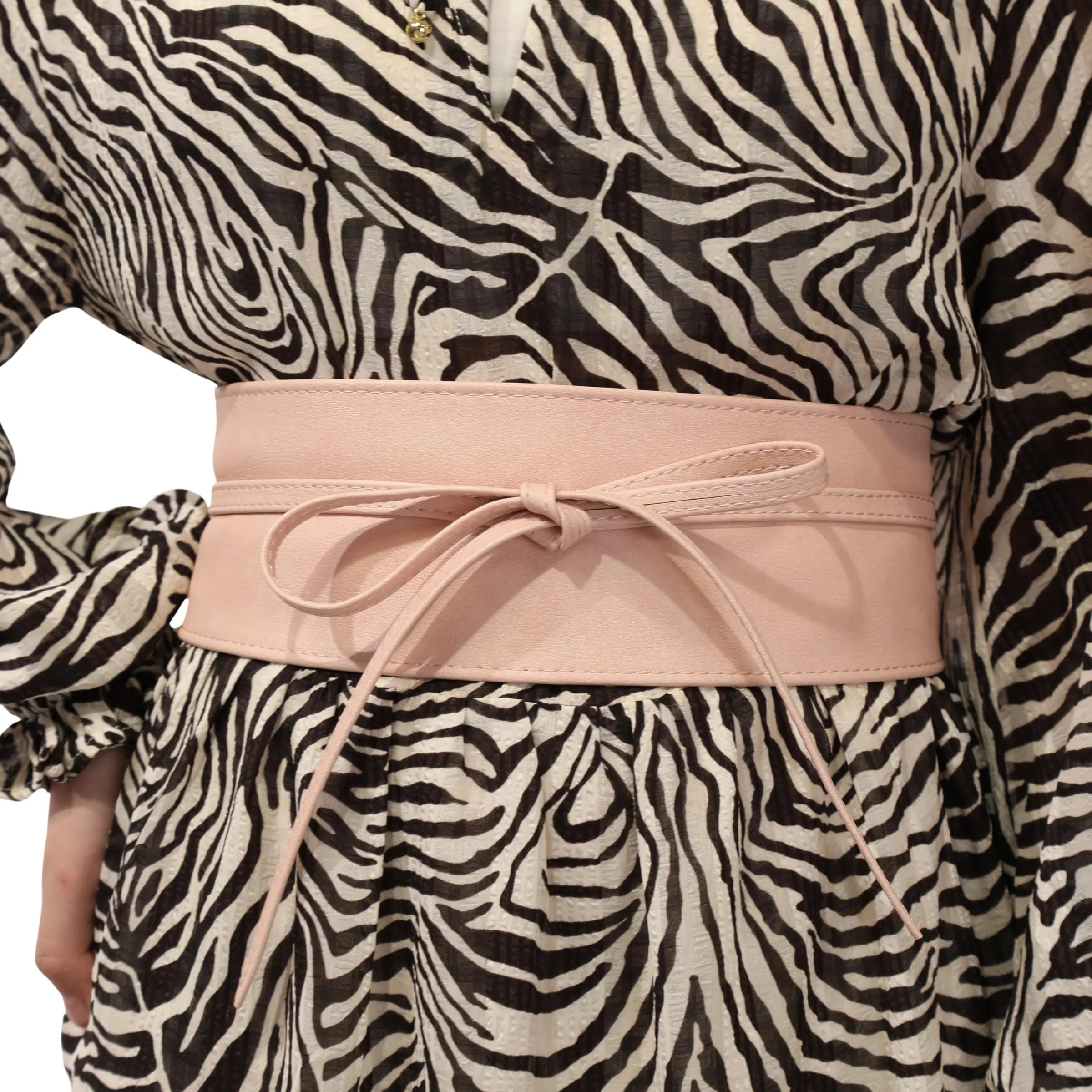 FASHIONGEN Cintura Obi da donna in similpelle poliuretano, Rosa, L-XL - immagine 5