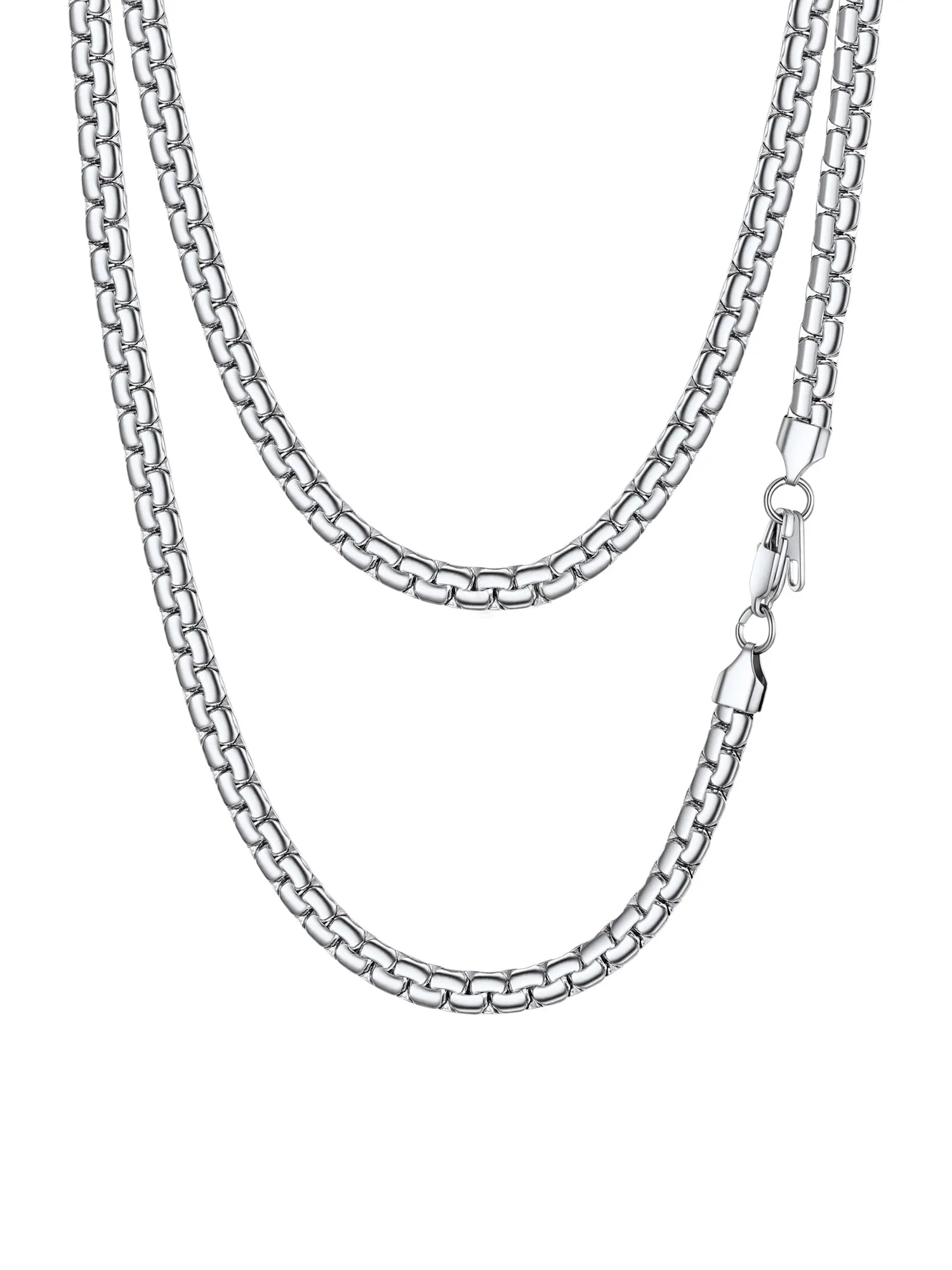 PROSTEEL Collana a catena in acciaio inossidabile argento 6 mm x 76 cm - immagine 1