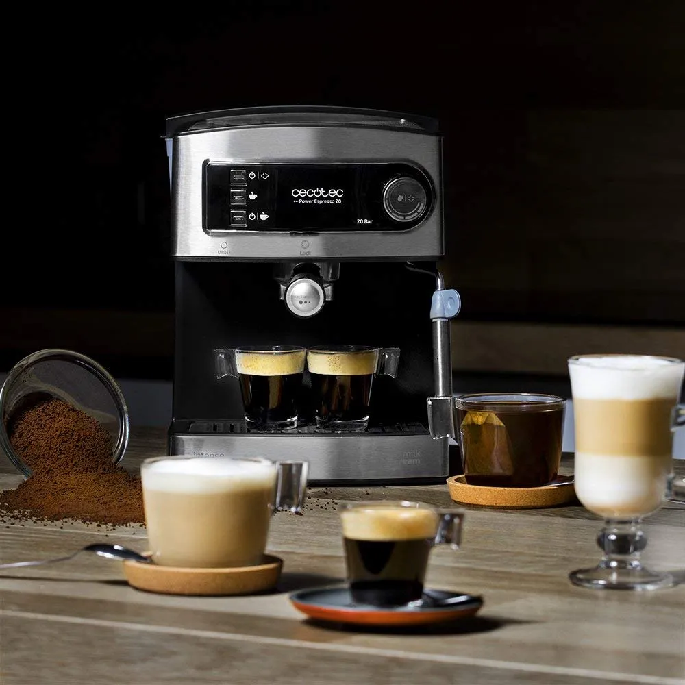 Cecotec Power Espresso 20 Macchina da Caffè Espresso, 850 W, 20 Bar, Serbatoio 1,6 L, Acciaio Inox - immagine 3