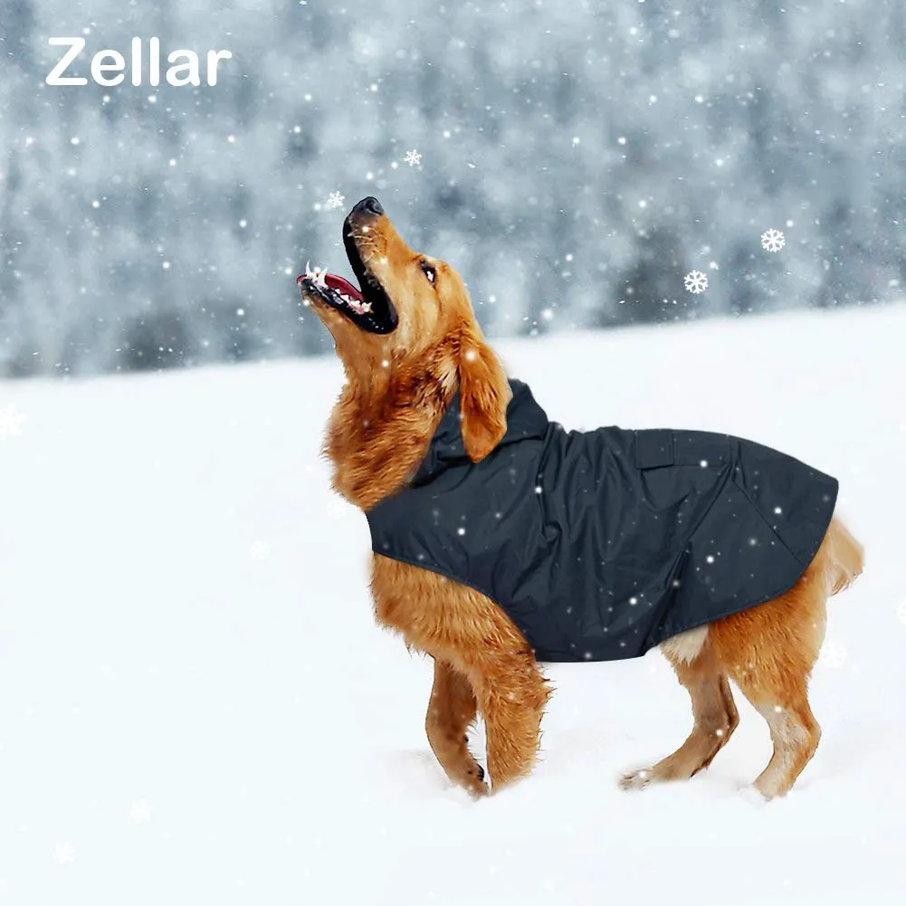 Zellar Impermeabile per Cani con Cappuccio, Foro per Colletto e Strisce Riflettenti, Taglia 6XL, Blu - immagine 8