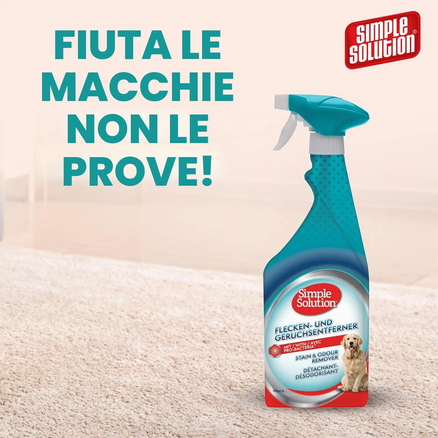 Simple Solution Spray Rimuovi Macchie e Odori per Cani 750ml - immagine 2