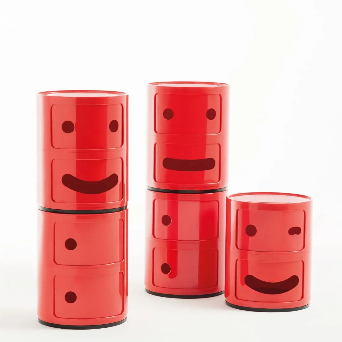Kartell Componibile Smile Contenitore Faccia Seria, ABS, Rosso, 32 x 32 x 40 cm - immagine 7