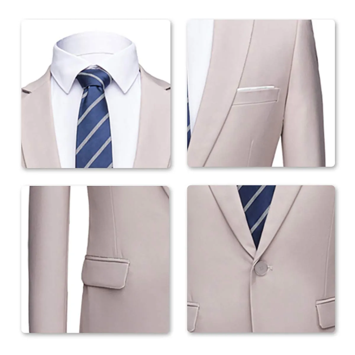 YOUTHUP Abito Uomo 3 Pezzi Slim Fit Blazer Panciotto Pantaloni - immagine 3