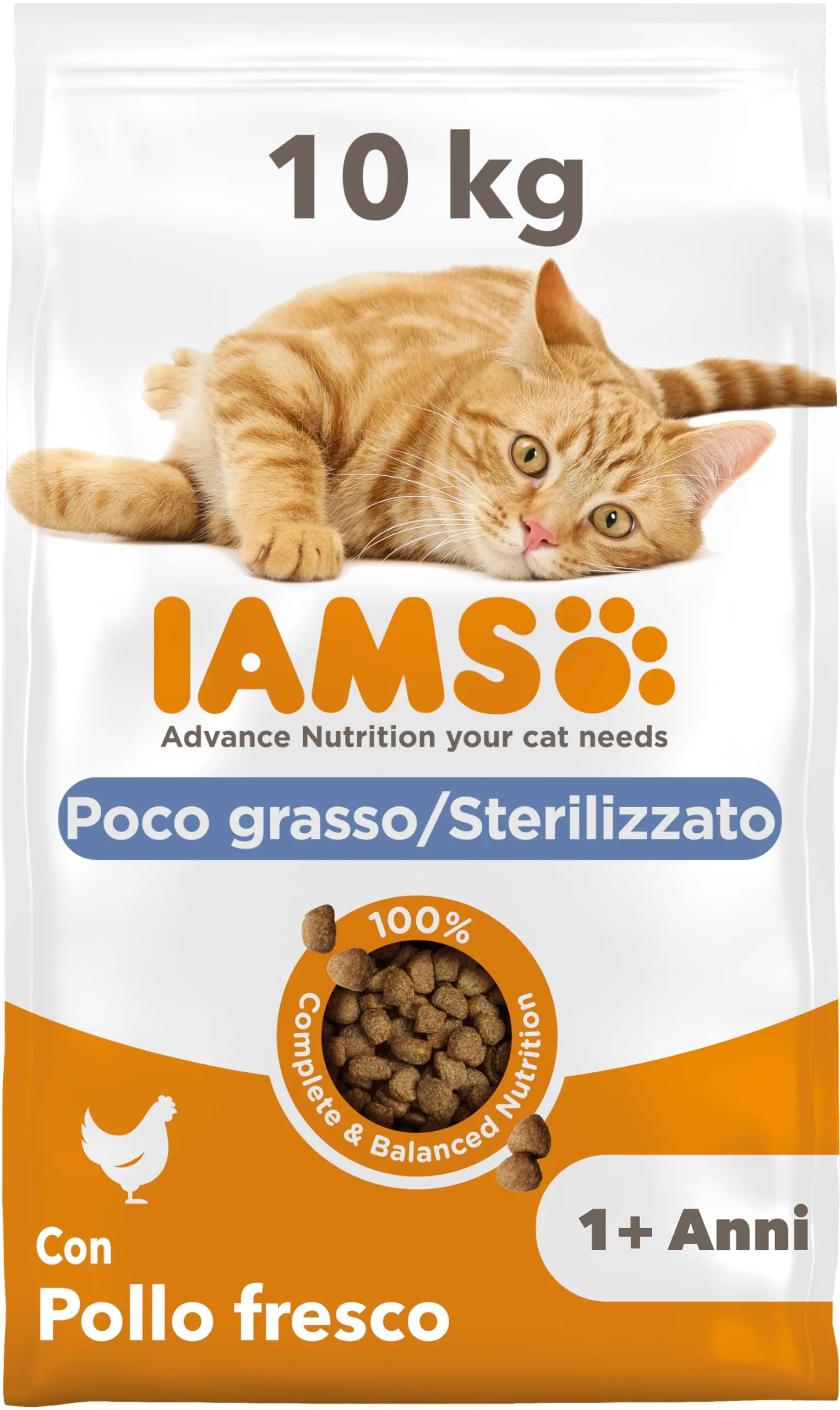 IAMS Poco grasso/Sterilizzato Cibo secco per gatti adulti, 10 kg - immagine 1