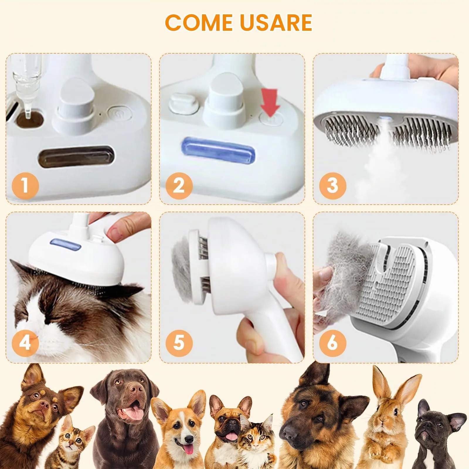 Oskuglin Spazzola Vapore Freddo 3-in-1 per Cani e Gatti - immagine 9