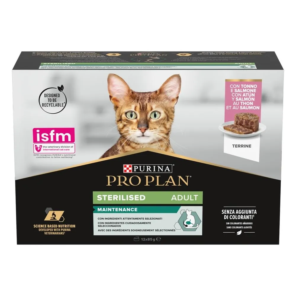Purina Pro Plan Cibo Umido per Gatti Adulti Sterilizzati, 12 Lattine da 85g - immagine 1