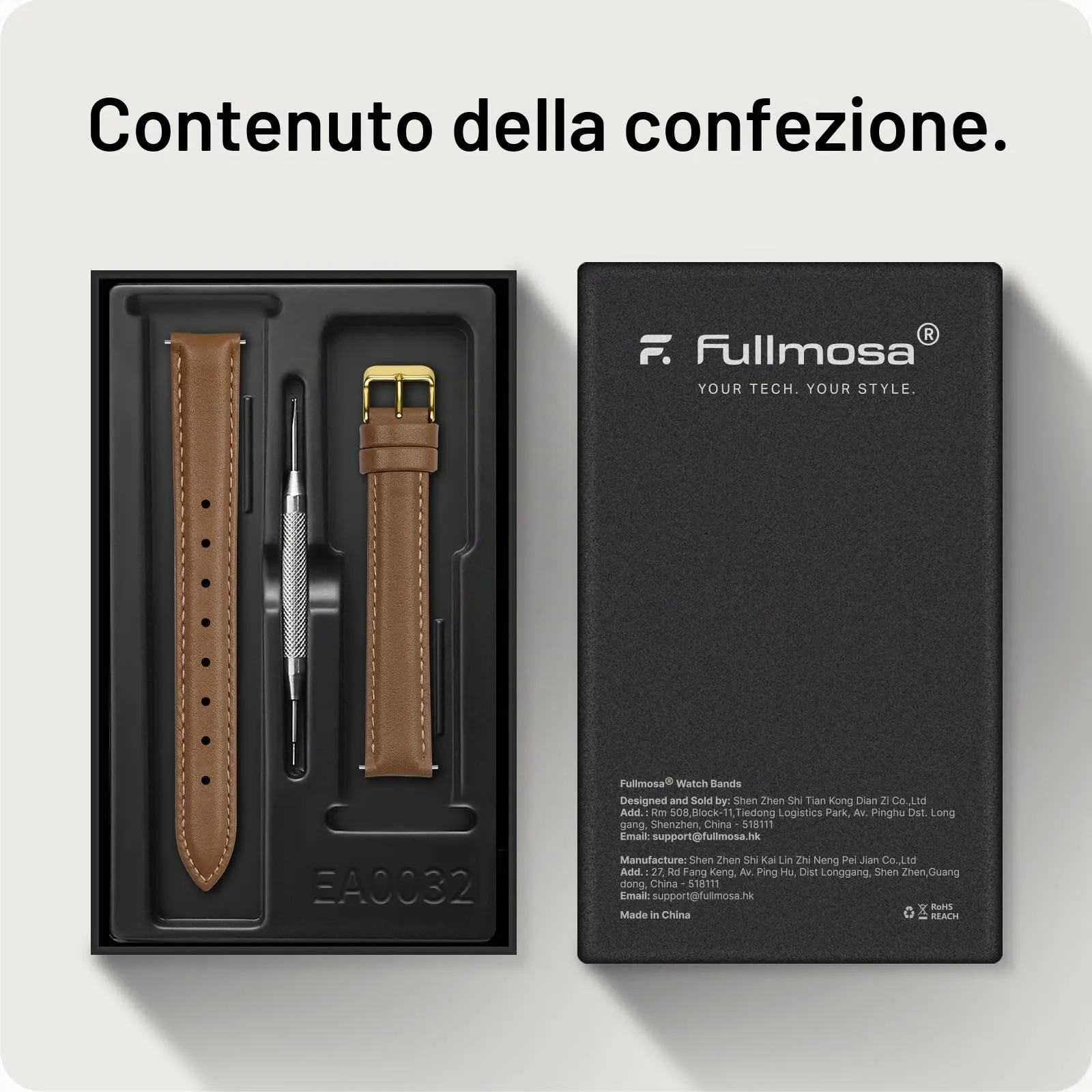 Fullmosa Cinturino per Orologio 16mm in Pelle a Sgancio Rapido - Marrone Caramello Fibbia Oro - immagine 6