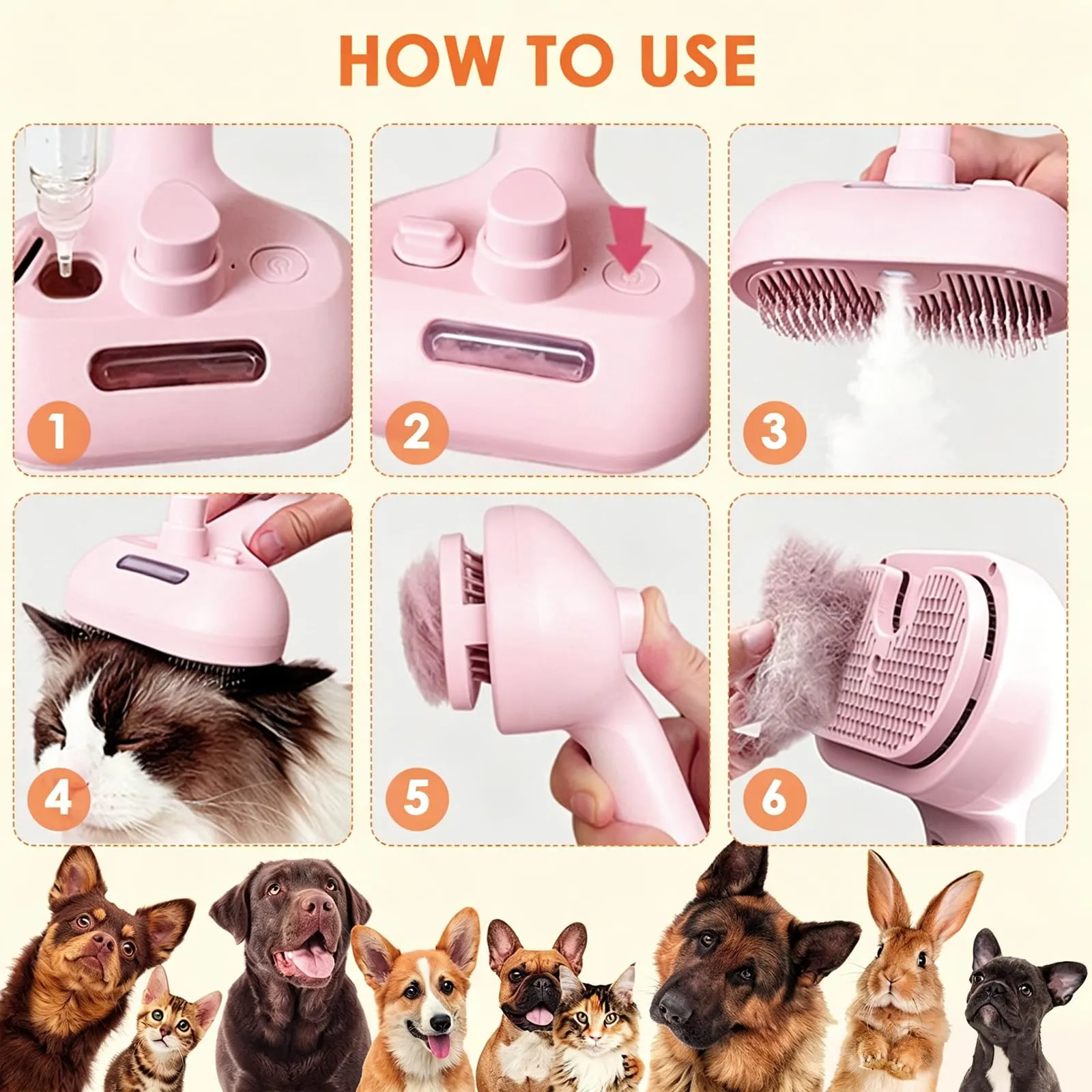 Oskuglin Spazzola Vapore Freddo 3-in-1 per Cani e Gatti - immagine 6
