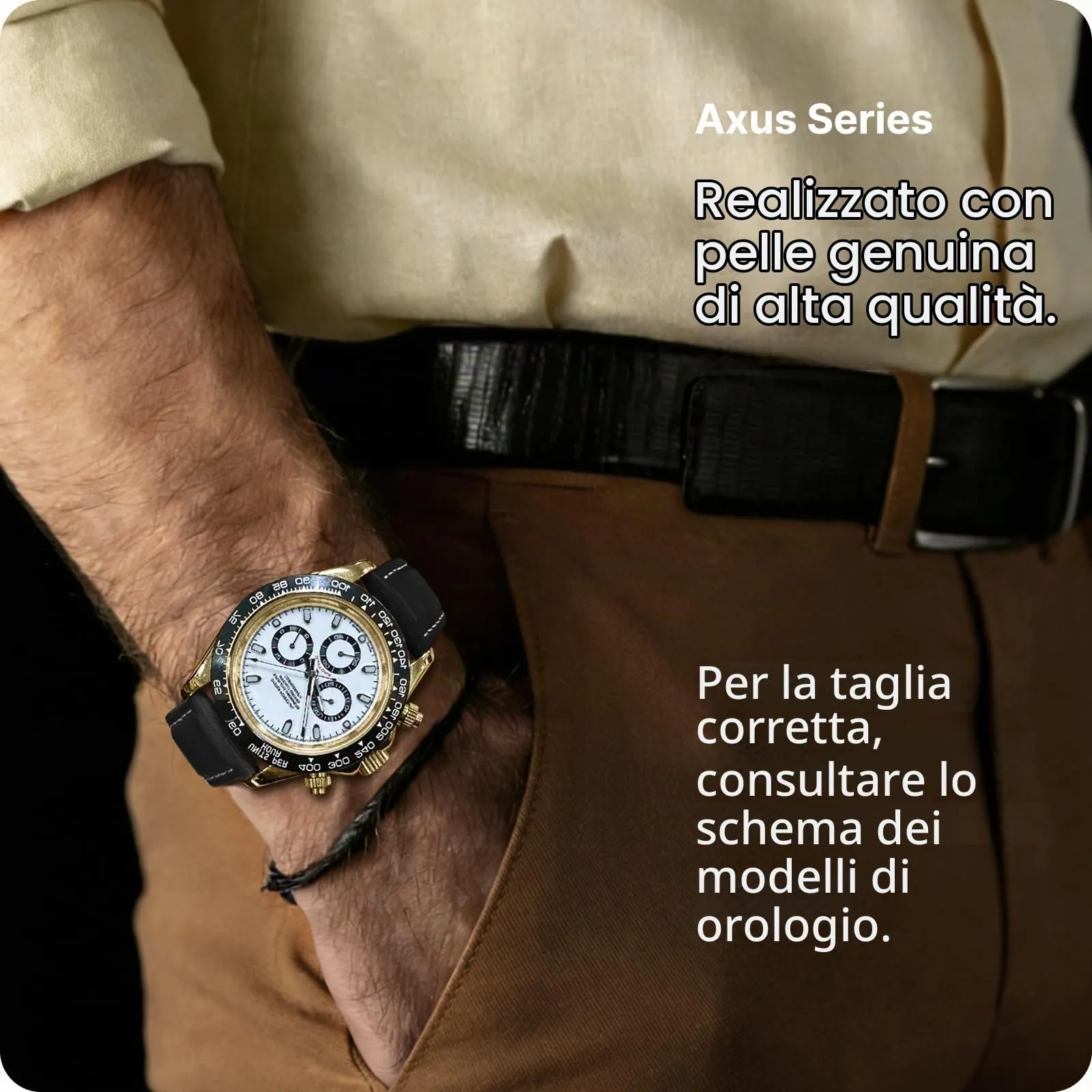 Fullmosa Cinturino in Pelle 22mm a Sgancio Rapido, O-Nero - immagine 3