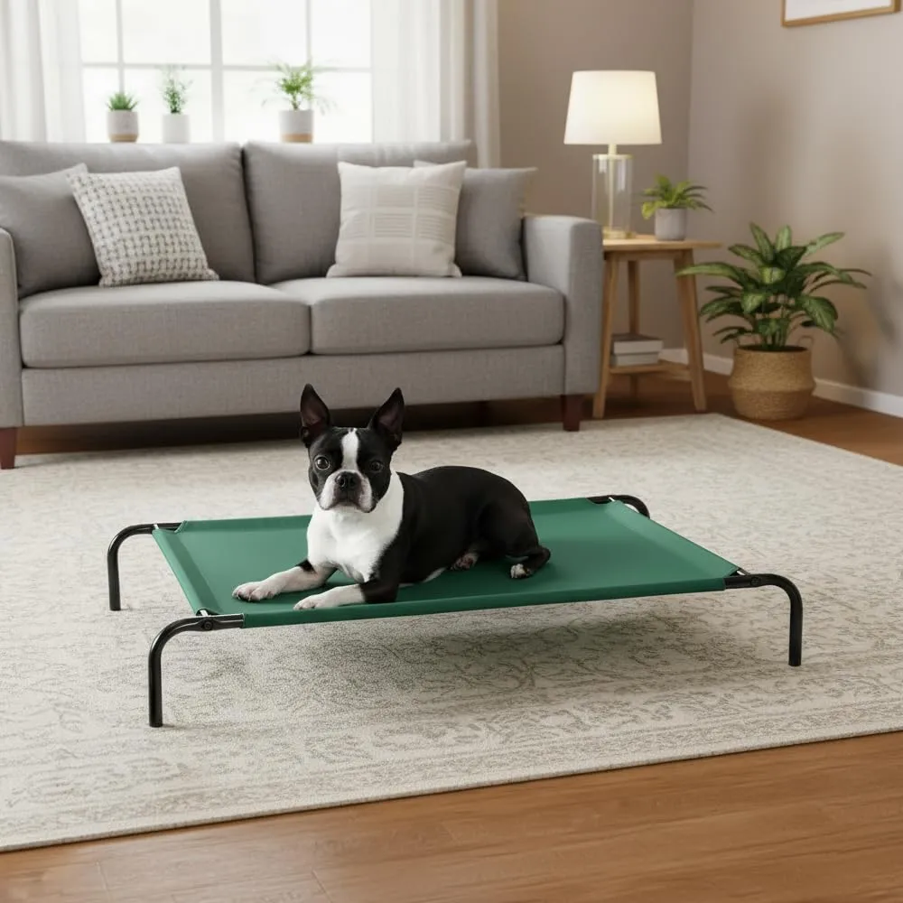 Amazon Basics Lettino Rialzato Rinfrescante per Animali Domestici, Verde, Misura L, 130 x 80 x 19 cm - immagine 6