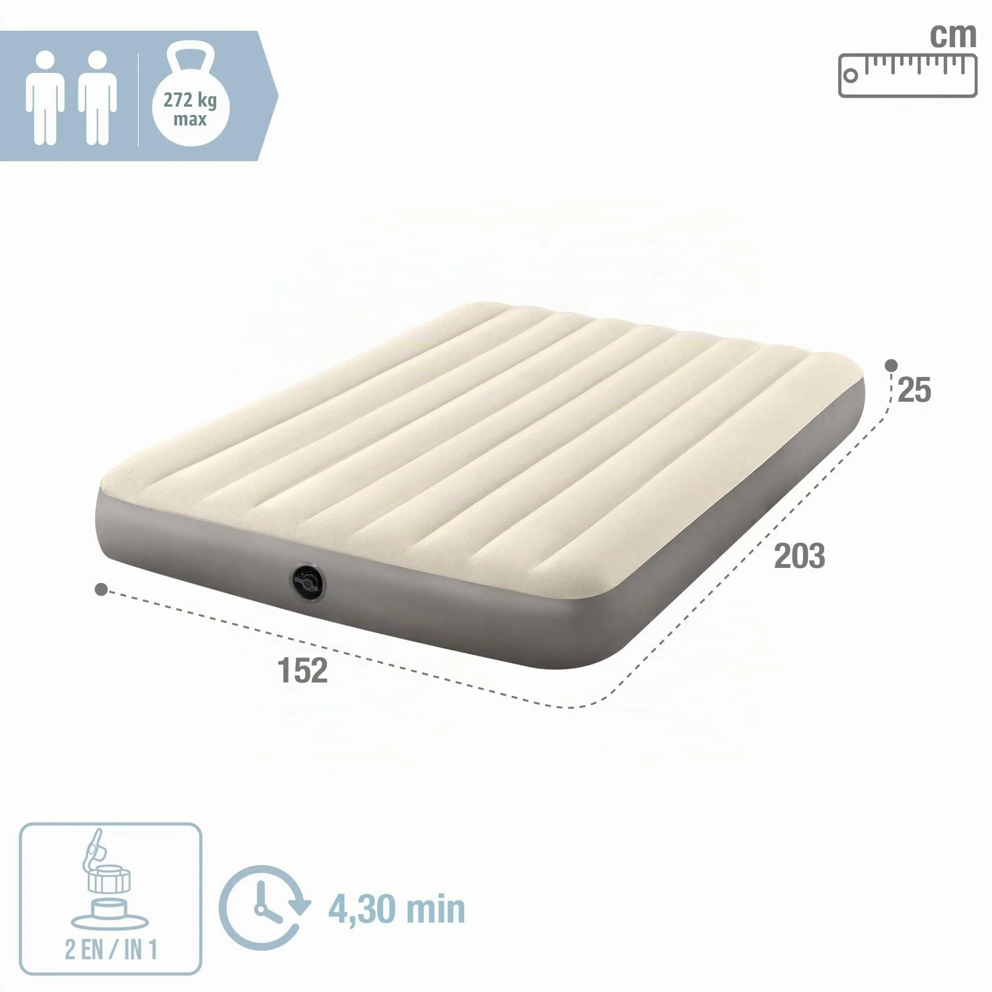 Intex Deluxe Classic Matrimoniale Dura Beam Airbed, 152 x 203 x 25 cm - immagine 5