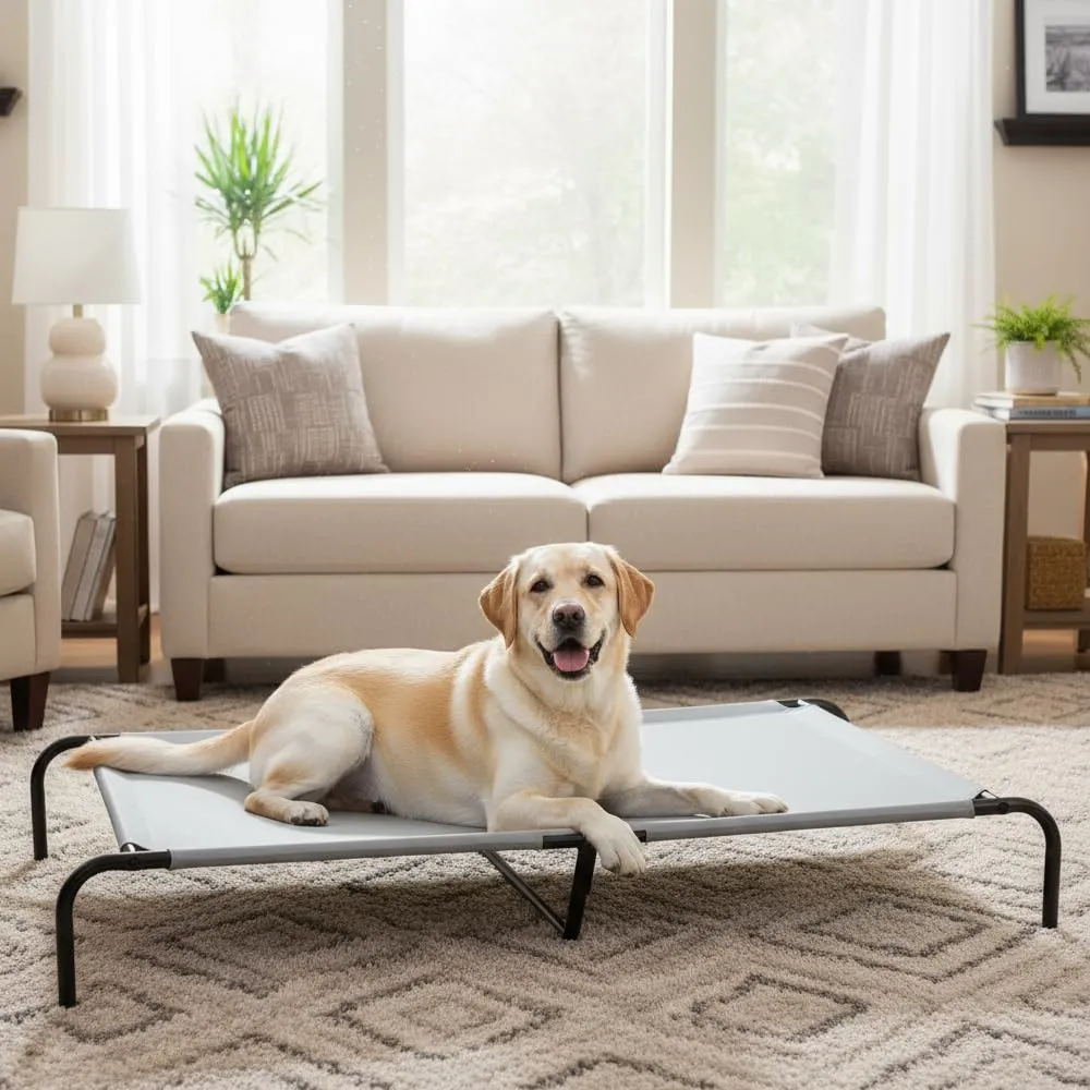Amazon Basics Lettino Rialzato per Animali Domestici, XL, Grigio, 153 x 94 x 23 cm - immagine 6